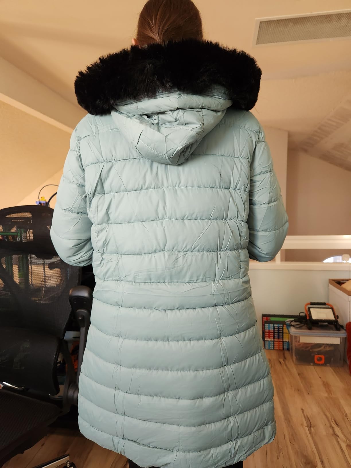 GOLDLADIES Women's Waterproof Long Hooded Down Jacket customer photo 1