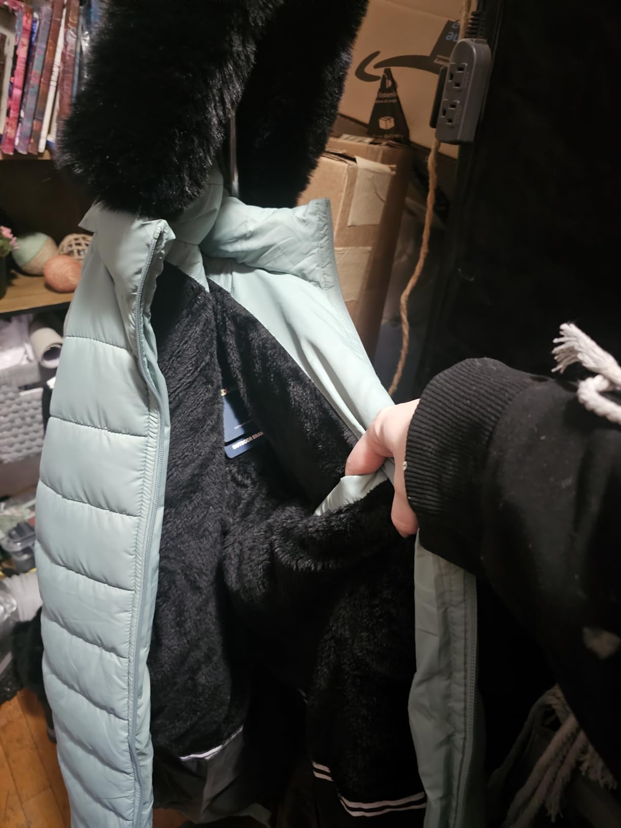GOLDLADIES Women's Waterproof Long Hooded Down Jacket customer photo 2