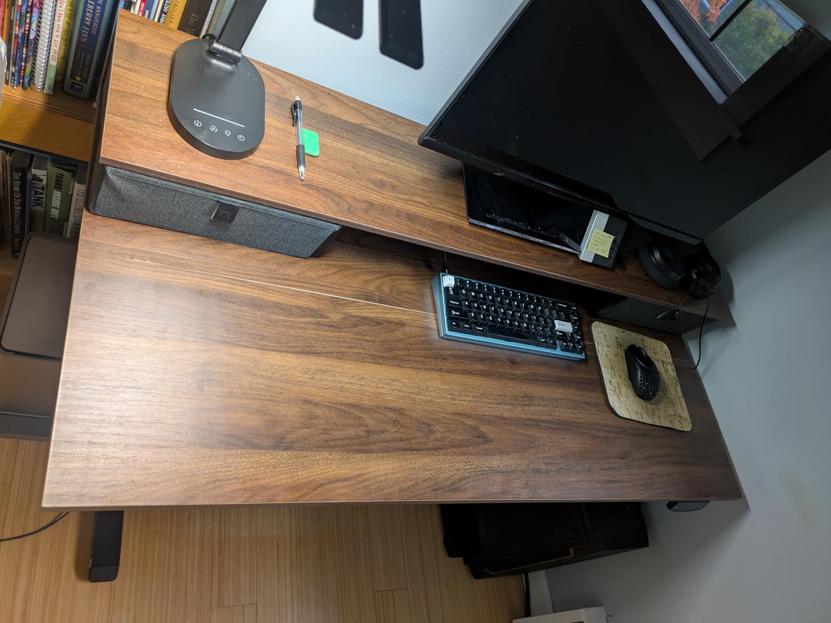 Klicelor 48 x23 Inch Electric Standing Desk with Drawers, Adjustable Height Small Sit Stand Desk for Home Office, Compact Computer Workstation with Storage Rustic Brown customer photo 2