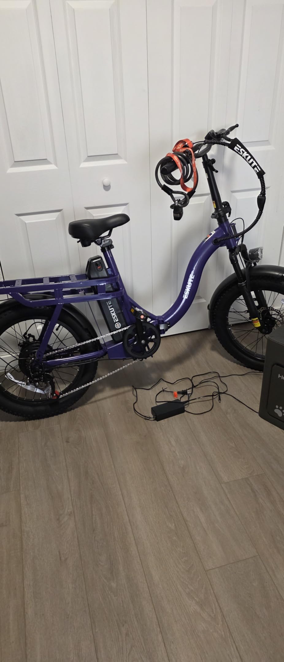 ESKUTE Electric Bike for Adults – 1200W Peak Motor, Folding 20x3 Fat Tire E‑Bike, 48V 13Ah Battery, Step‑Through Cargo Fold Ebike, NFC Unlock, 20+ MPH, 7‑Speed, Up to 55 Miles customer photo 1