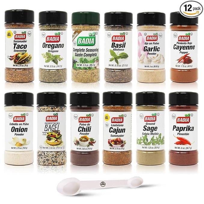 D.F. LUXURY 12 Piece Spice Seasoning Gift Set with Measuring Spoon | Includes essential flavors like garlic, paprika, taco, cajun, oregano, basil, and more in convenient kitchen-ready sizes. customer photo 1