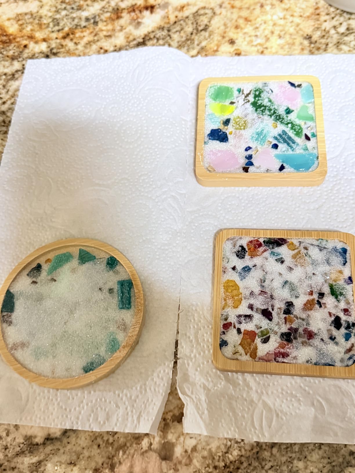 Mosaic Kits for Adults, 4‑Pack Wooden Coasters DIY Craft Set customer photo 1