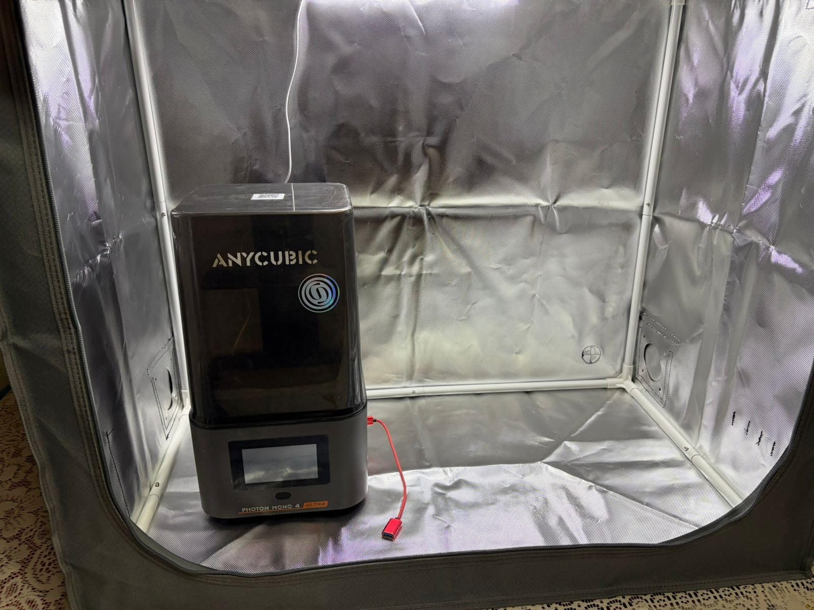 SKOUPHY Double Space Resin 3D Enclosure with Ventilation Kit LED Light | 3D Printer Vented Enclosure Tent Cover Iron Frame Eliminate Odors Isolate Noise for LCD Resin UV 3D Printer 33x18.9x28.7inch customer photo 1