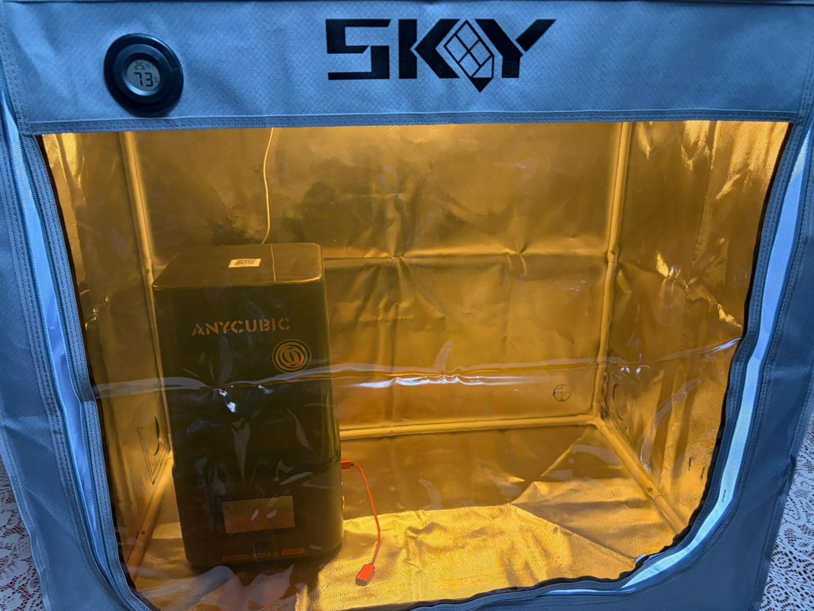 SKOUPHY Double Space Resin 3D Enclosure with Ventilation Kit LED Light | 3D Printer Vented Enclosure Tent Cover Iron Frame Eliminate Odors Isolate Noise for LCD Resin UV 3D Printer 33x18.9x28.7inch customer photo 2