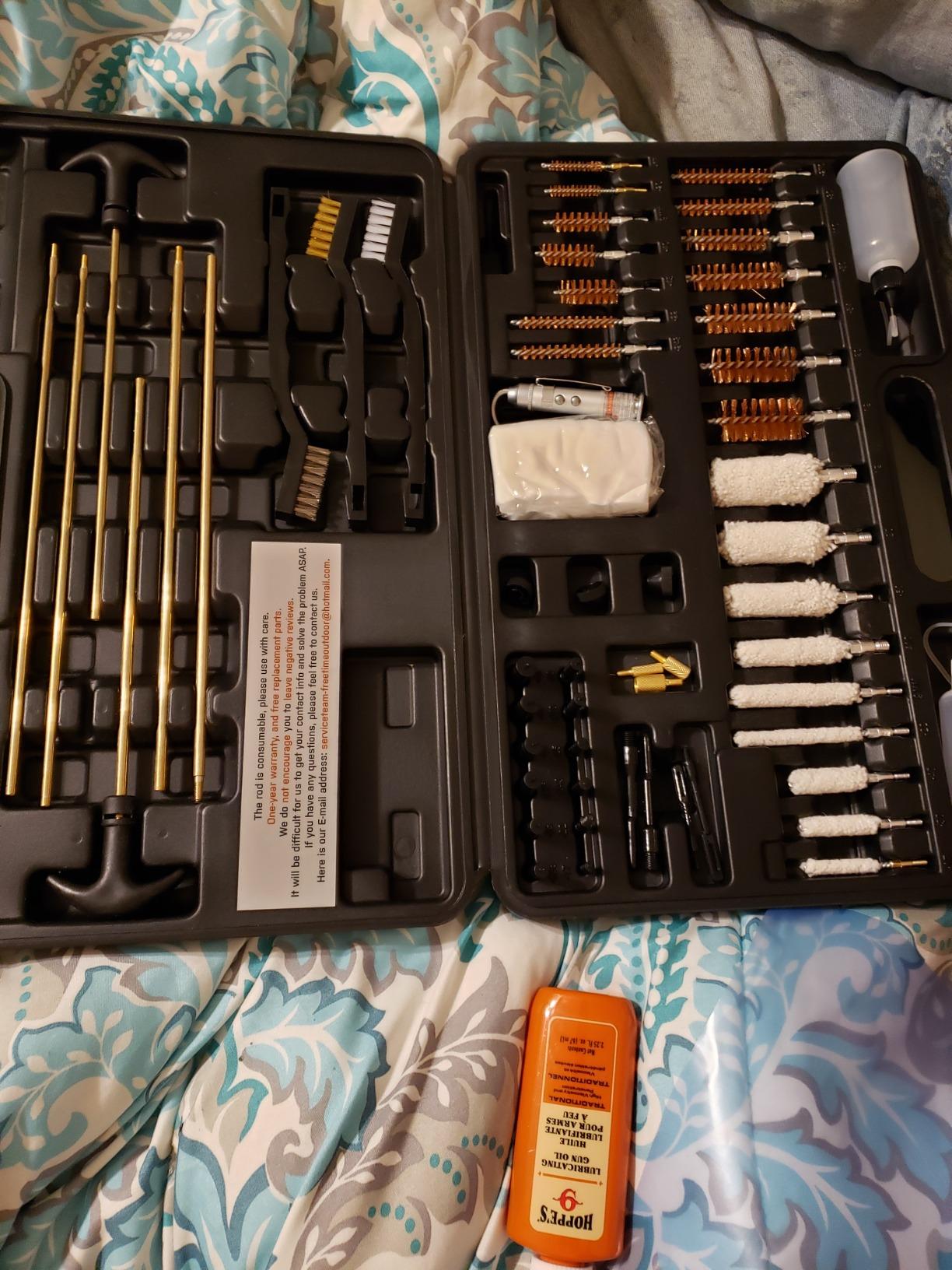 GLORYFIRE Elite Universal Gun Cleaning Kit, Cleaning Stand for All Caliber | All-Brass Brushes and Jags, Reinforced & Lengthened Rods, Cotton Mops, Steel Wire, High-End Double-Head Brushes customer photo 1
