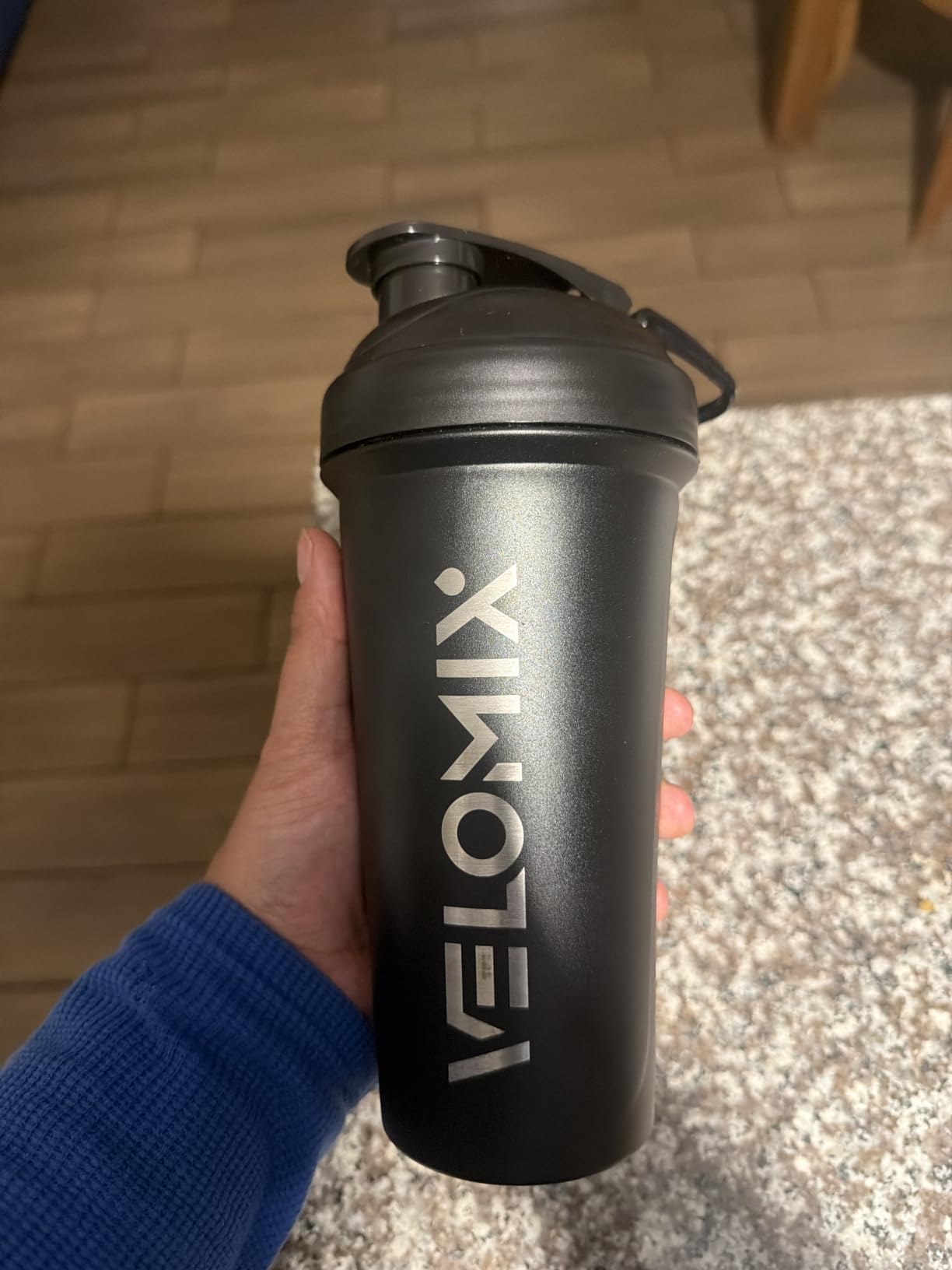 VELOMIX 24oz Stainless Steel Shaker Bottle with Wire Whisk, Black customer photo 1