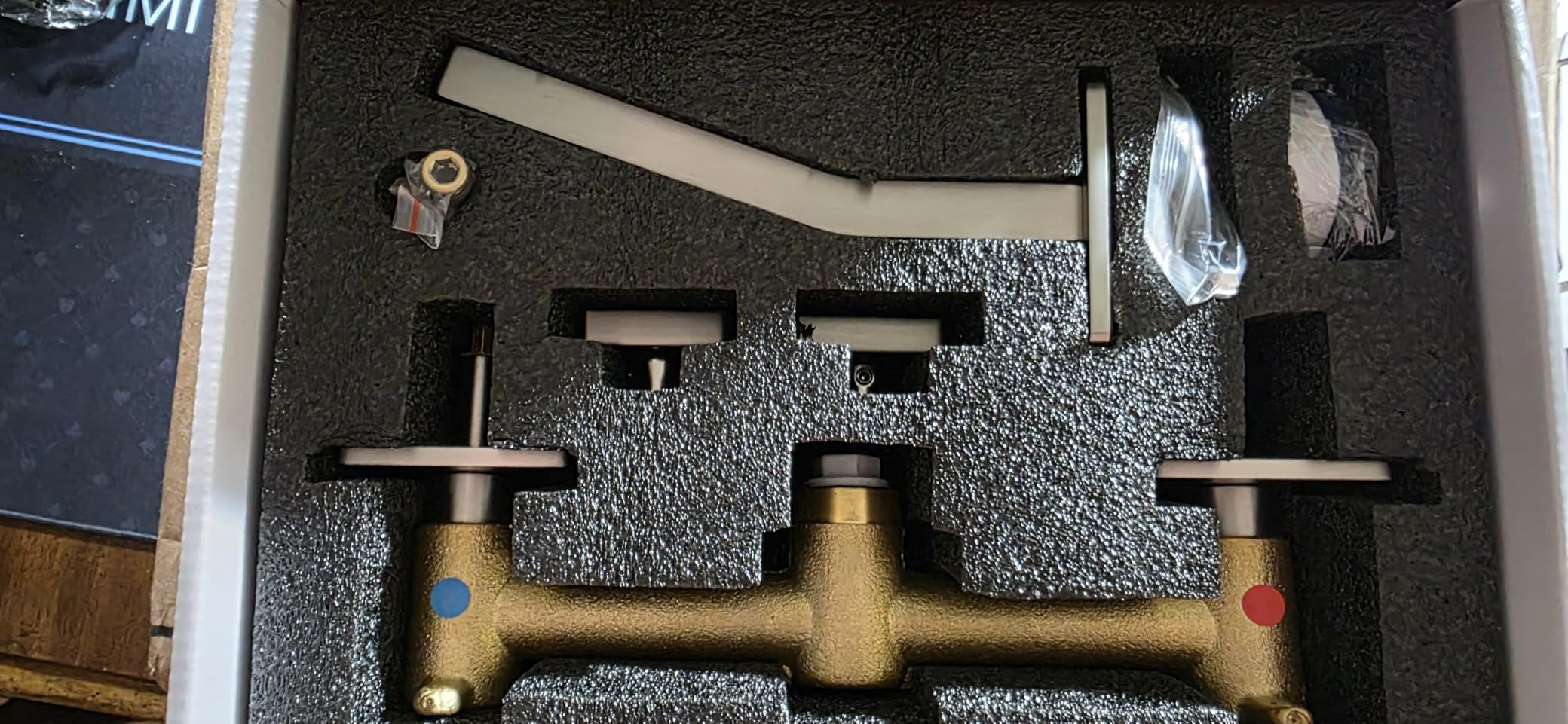 ARCORA Wall Mount Bathroom Faucet: Matte Black Dual Handle Wall Mount Waterfall Vessel Sink Faucet Brass Rough-in Valve Included customer photo 2