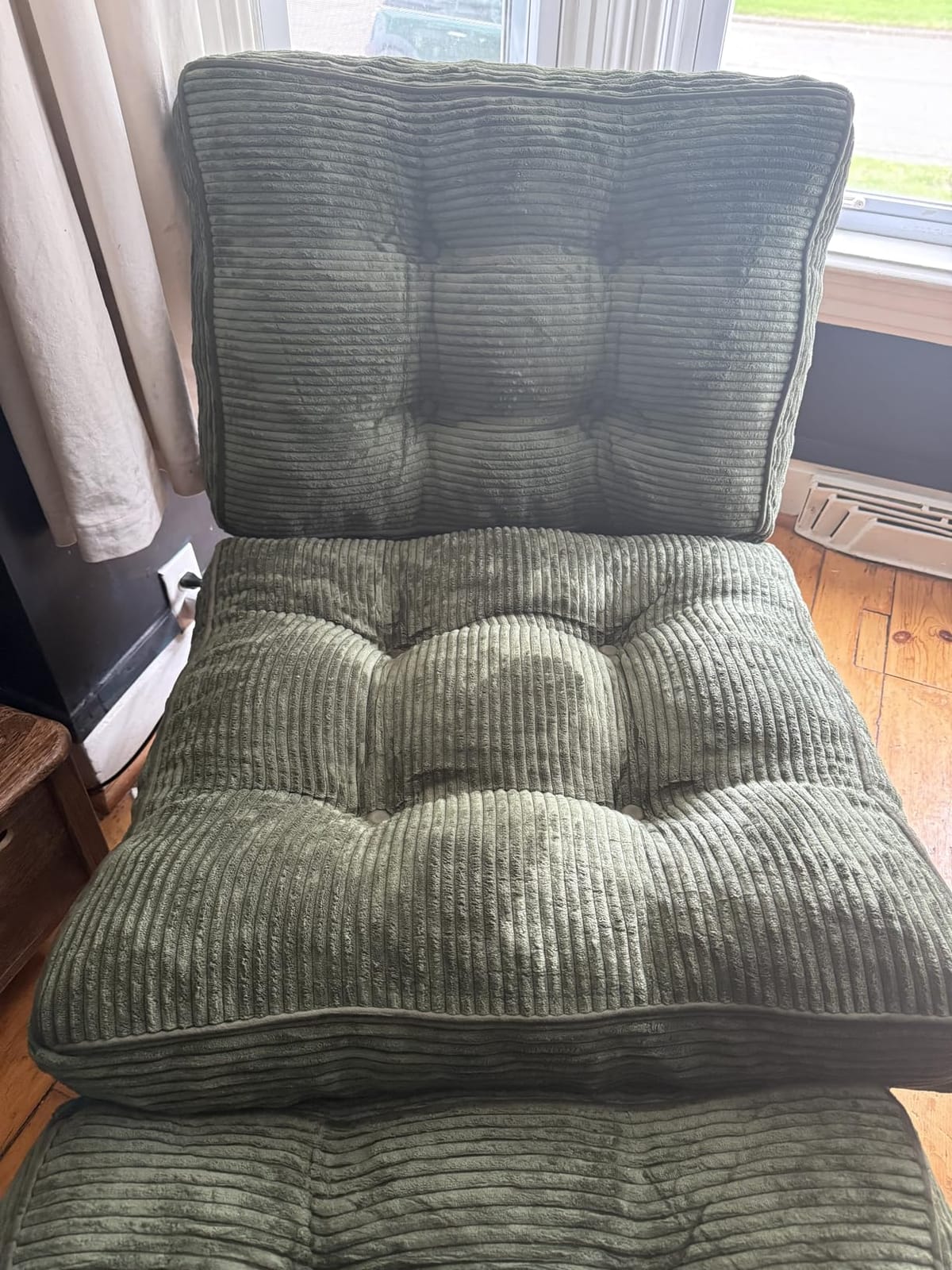 MAXYOYO Accent Chair with Ottoman, Lounge Chair with Adjustable Backrest | Tufted Living Room Chair Upholstered Lounge Chair with Footrest Set, Modern Chair for Reading Room, Green customer photo 1