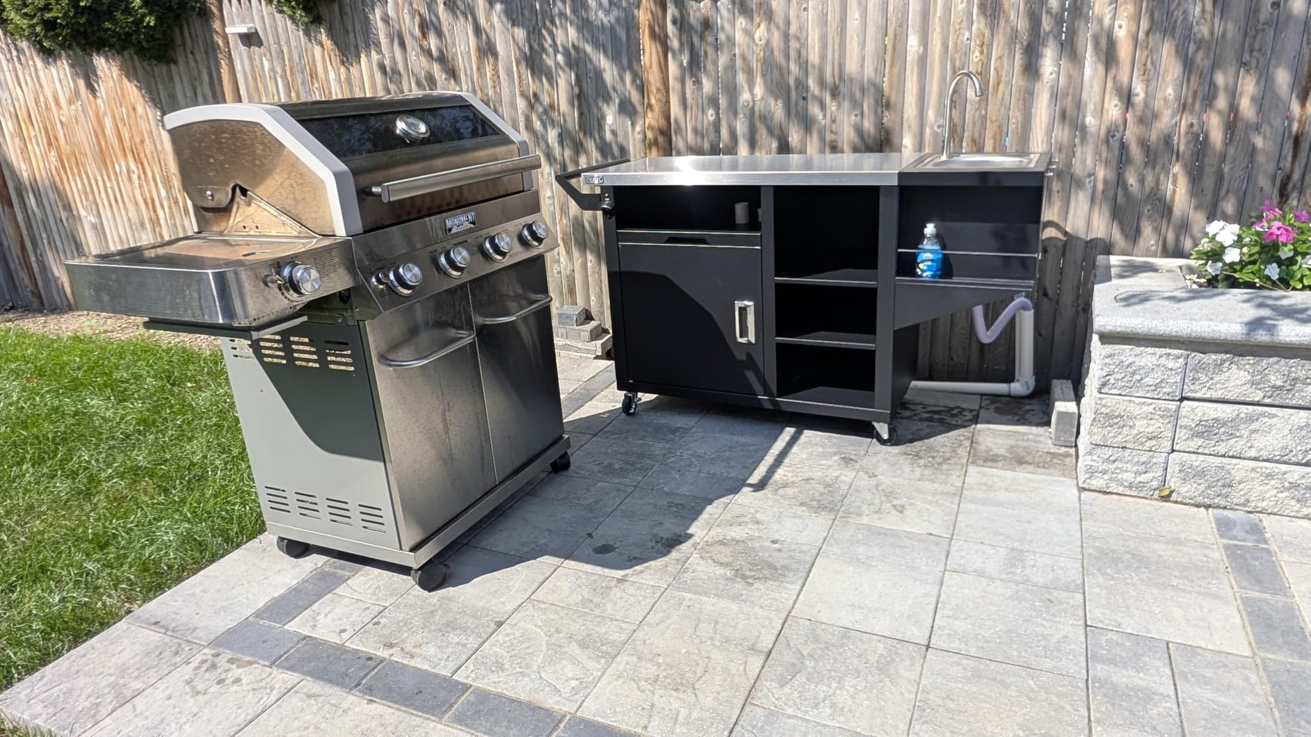 NUUK Outdoor Grill Cart on Wheel, Pizza Oven Table with Sink & Storage, 20