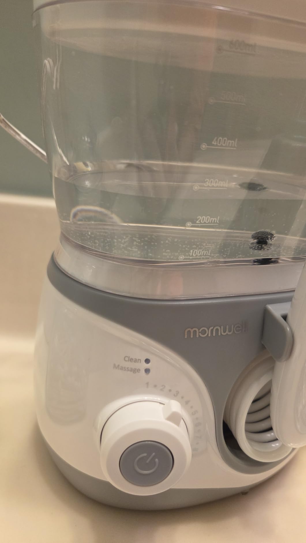 Mornwell Water Dental Flosser for Teeth, 2 Modes and 10 Adjustable Pressure Oral Irrigator for Braces, 8 Multi-Functional Tips for Family, Multiple Users, Home Use, White customer photo 2