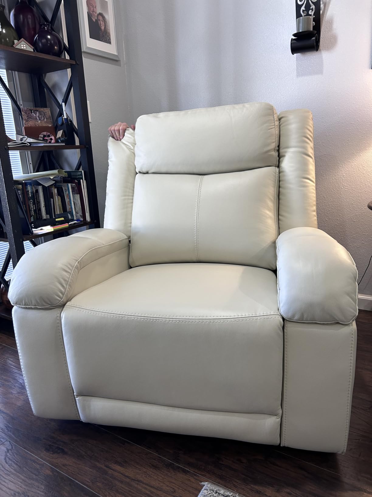 Watson & Whitely Oversized Genuine Leather Power Recliner Chair, Saddle | Wall Hugger Recliner for Big and Tall, Power Headrest, Charging Ports, Extra-Large Reclining Sofa for Living Rooms customer photo 2