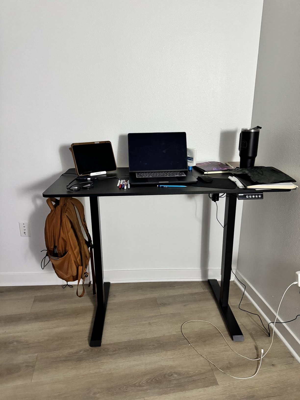 Veken 47.2 Inch Large Electric Standing Desk, Gaming Table, Black | Height Adjustable Sit Stand Up Computer Tables for Home Office, Study , Writing, Suit students, employees and group work customer photo 1