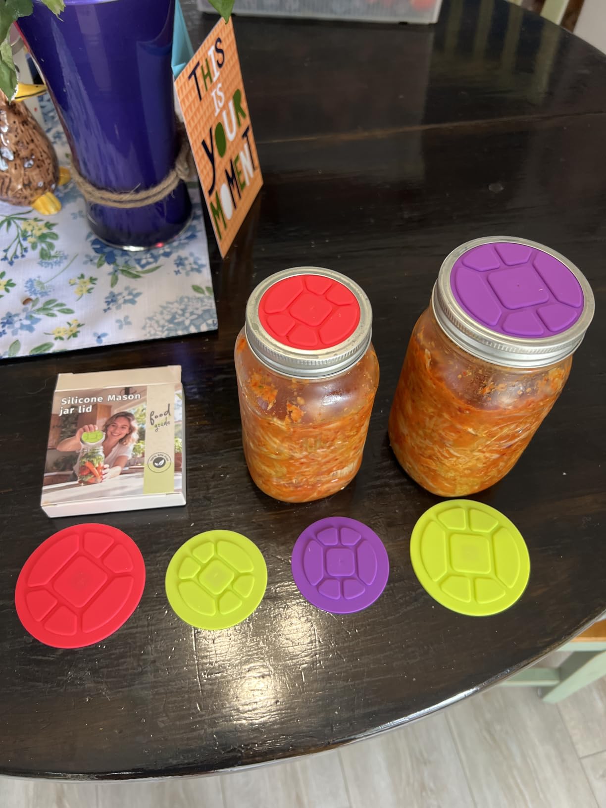 The Complete Fermentation Kit: 6-Pack Fermenting Lids for Wide & Regular Mouth Mason Jars, Versatile Airlock Lids for Pickles, Kimchi & Sauerkraut, BPA-Free Silicone, Fail-Proof Seal customer photo 2