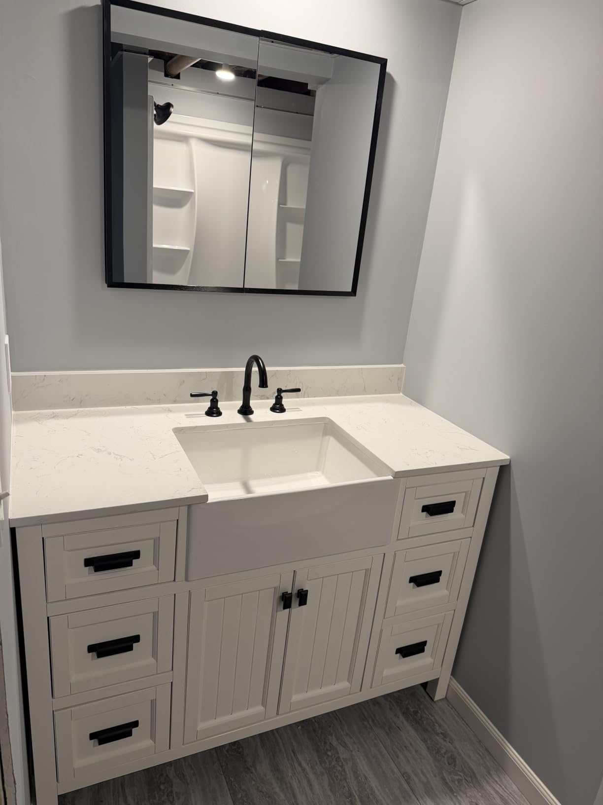 60 Inch Bathroom Vanity Double Sink, Fully Assembled Solid Wood Frame Double Sink Bathroom Vanity with Soft Closing Doors & Full Extension Dovetail Drawers, Quartz Top, Steel Blue customer photo 2
