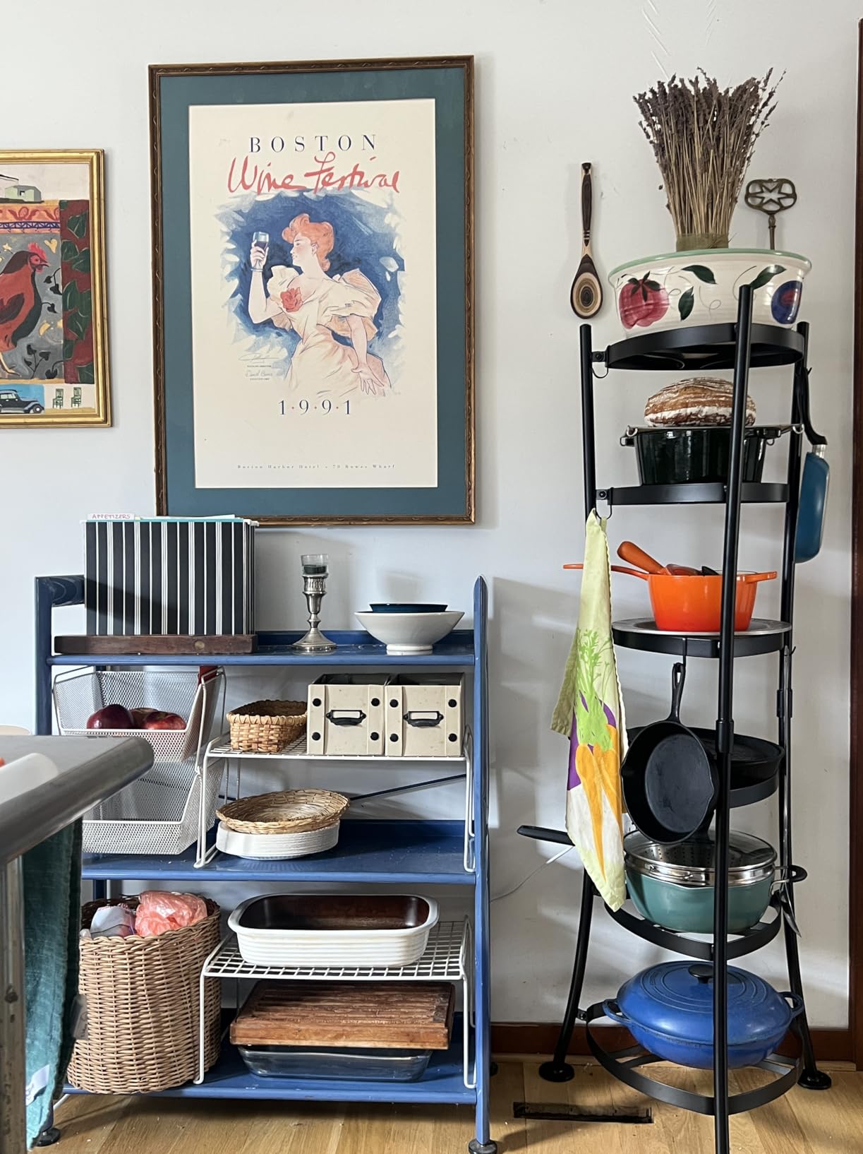KES 264 Lbs Capacity Freestanding Pot Rack, 6-Tier Cast Iron Cookware Stand with 6 Hooks, Pots and Pans Storage Tower for Kitchen Corner, Stable Base, Anti-tip Strap & Floor Protectors, Black customer photo 2