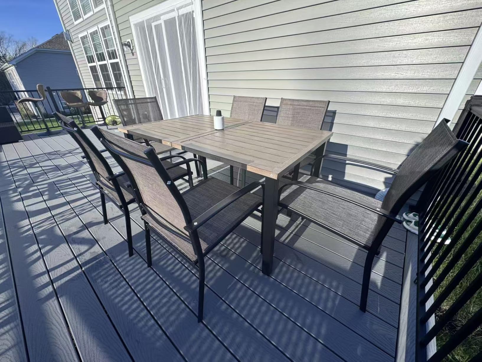 HERA'S HOUSE 7pc Patio Dining Set, Outdoor Wood-Like Metal Table & 6 Chairs customer photo 1