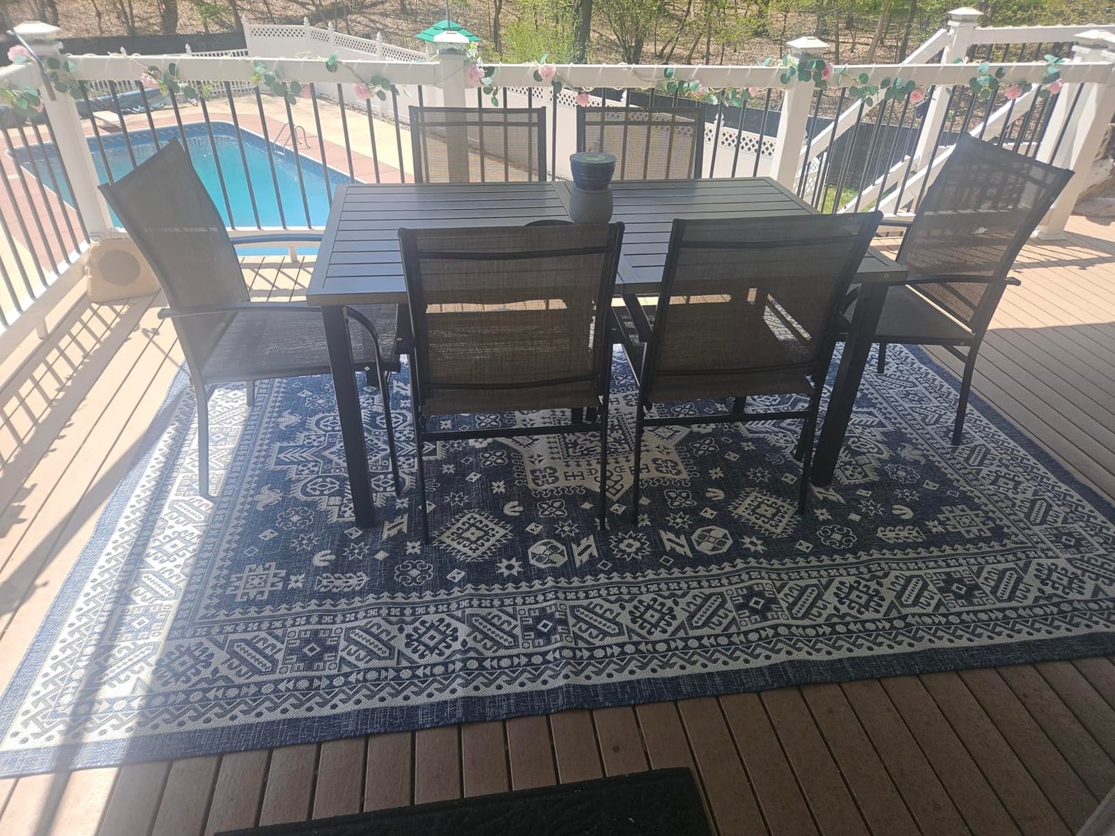 HERA'S HOUSE 7pc Patio Dining Set, Outdoor Wood-Like Metal Table & 6 Chairs customer photo 2