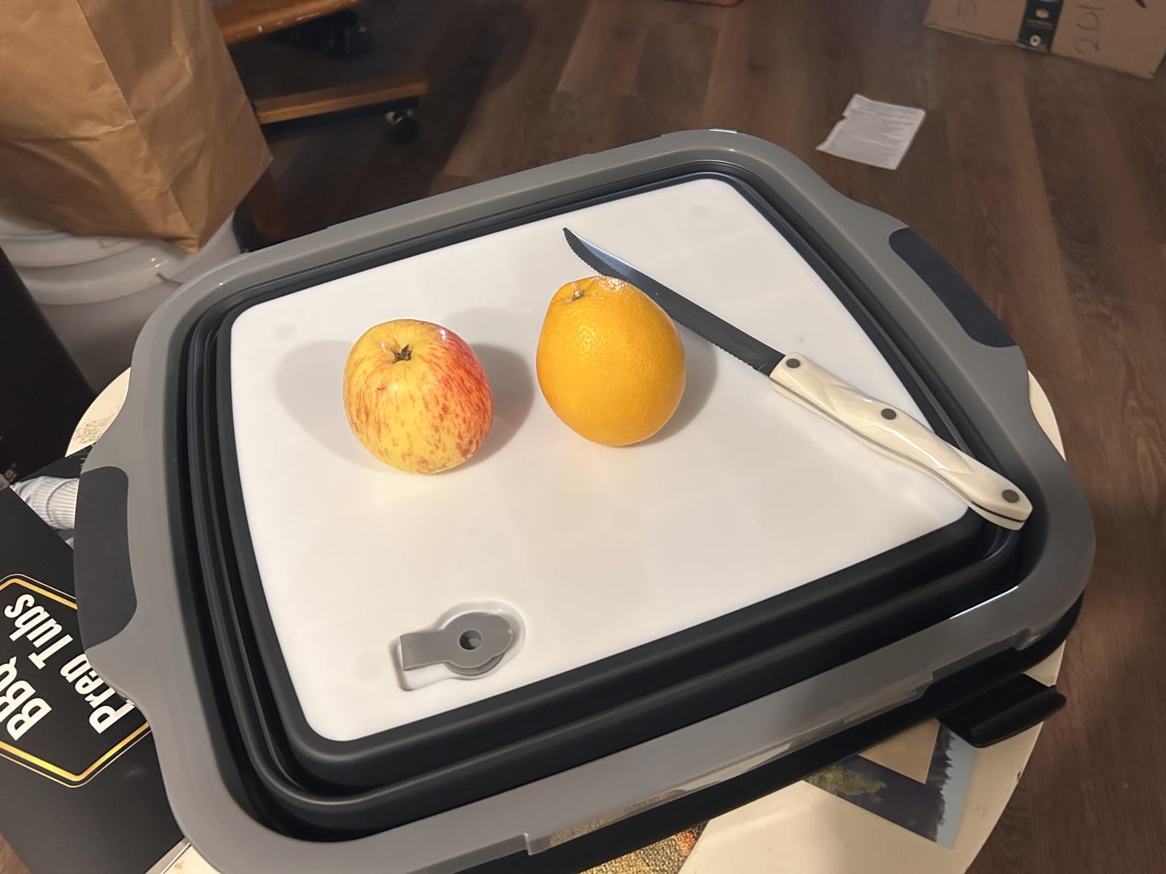 Collapsible BBQ Prep Tub - Includes Cutting Board, LOCKING Lid & Strong Drain Hole for Meal Prep & Marinating | BPA-Free, Food-Grade BBQ & Meat Prep Tubs, Best Grilling Gifts (Black, 8 L) customer photo 2