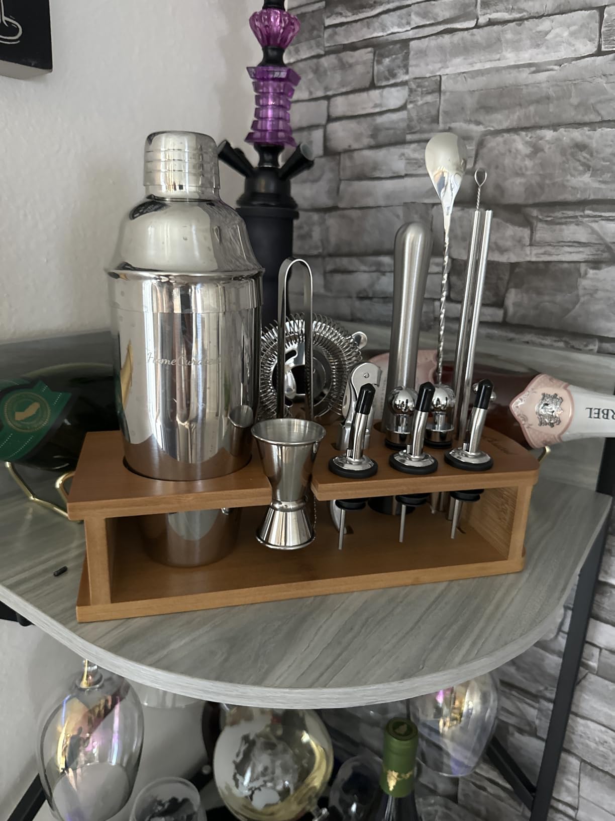 Cocktail Shaker Set, 24-Piece Bartender Kit - Complete Bartending Kit Bar Set with Stand, Drink Shaker & Mixer - Perfect Bar Accessories for Home Bar Set, Housewarming Gifts for Men & Women, Silver customer photo 1