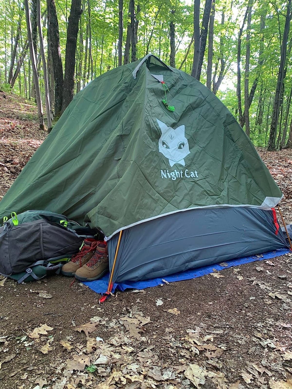 Night Cat 2-Persons Backpacking Tent: Waterproof Lightweight Camping Tent for Two People Hiking Outdoor Mountain with Aluminum Poles and Rainfly Green customer photo 2
