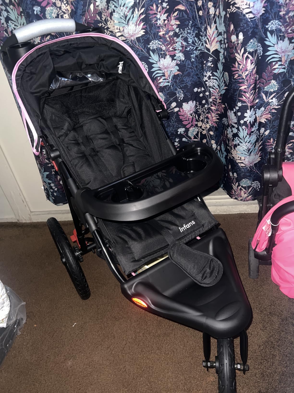 INFANS Jogging Stroller, Foldable Jogger with Air-Filled Tires Shock Absorbing Suspension Adjustable Backrest, Baby Running Strollers customer photo 1