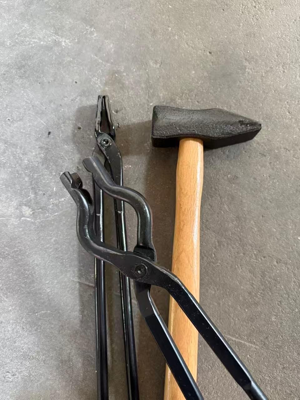 5PCS Blacksmith Tongs Set with Hammer for Knife Making, 3/8