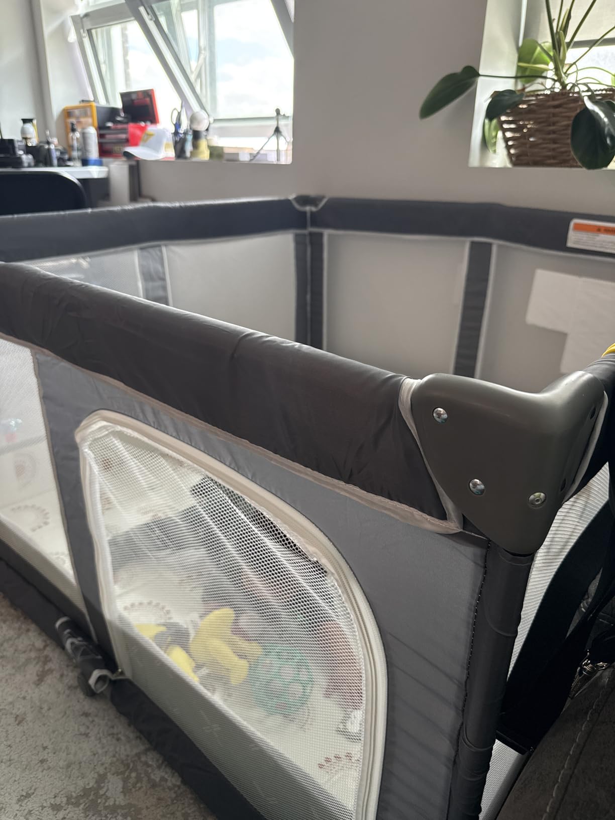 Foldable Baby Playpen Portable Travel Play Yard, Dark Gray customer photo 1