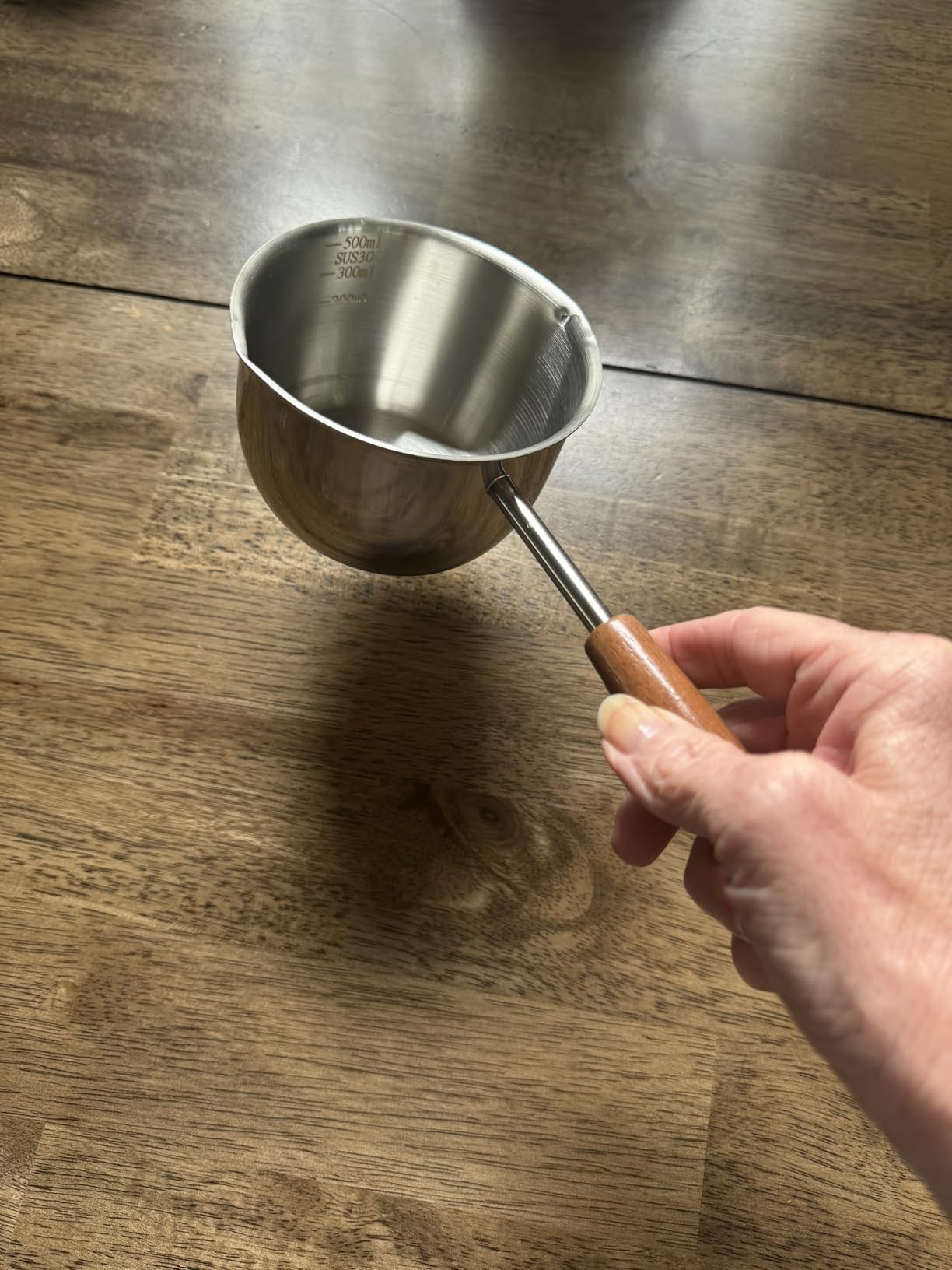 Butter Warmer Pot, 250ml Stainless Steel Milk Warmer Pot and Butter Melting Pot, Mini Sauce Pan with Dual Pour Spouts for Milk, Sauces, Popcorn, Chocolate customer photo 1