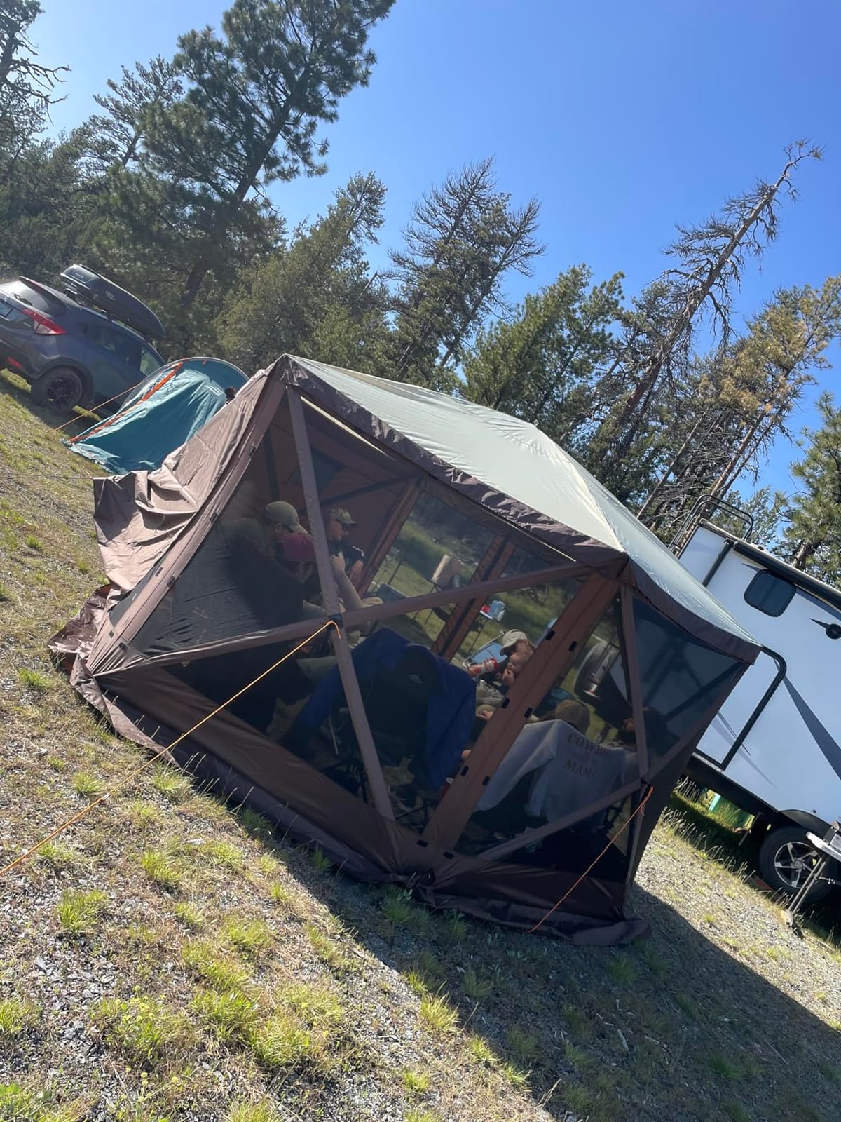 VEVOR Pop up Gazebo Screen Tent, 12 x 12 ft Large 6-Sided Camping Canopy Tent with Removable Top & Carry Bag, Quick-Set & Bite-Proof, Screen House Sun Shelter for 8-10 Persons Backyard Patio, Green customer photo 1