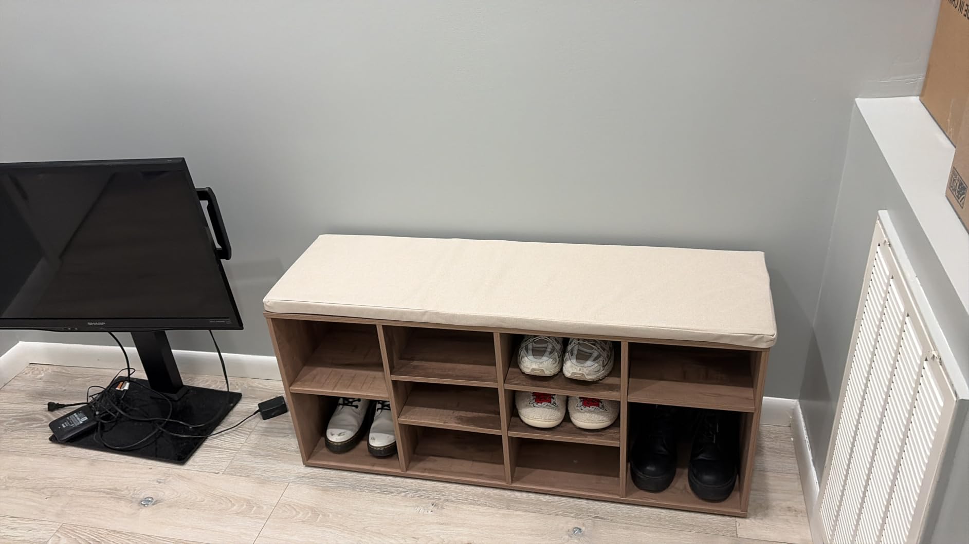 VASAGLE Shoe Bench with Cushion, 20 Compartments, 12 x 47.2 x 24.7 Inches customer photo 2