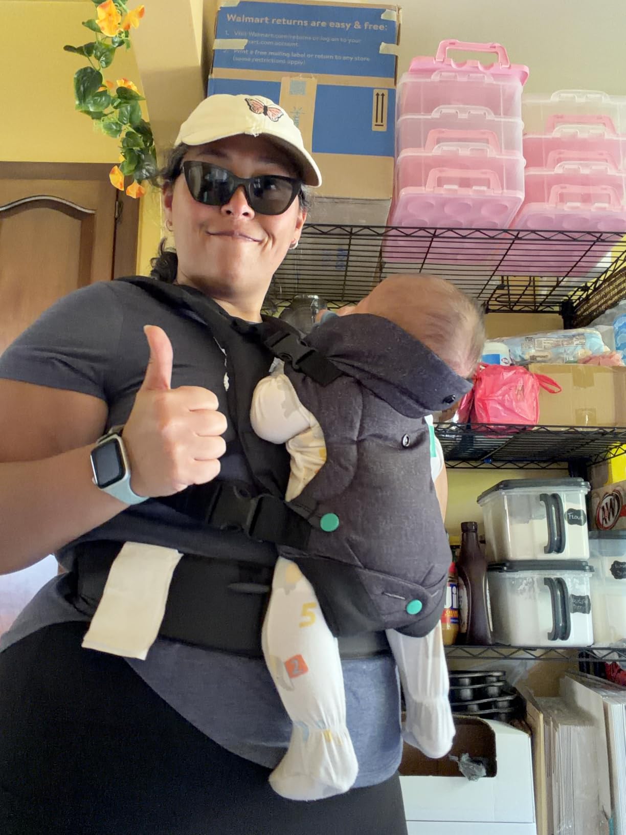 Infantino Flip Luxe 4-in-1 Baby Carrier Ergonomic 7-35 lbs, Onyx | Updated Lumbar Support, Premium Herringbone Fabric, Elevated Accents, for On-the-Go Parenting, for Infants to Toddlers customer photo 2
