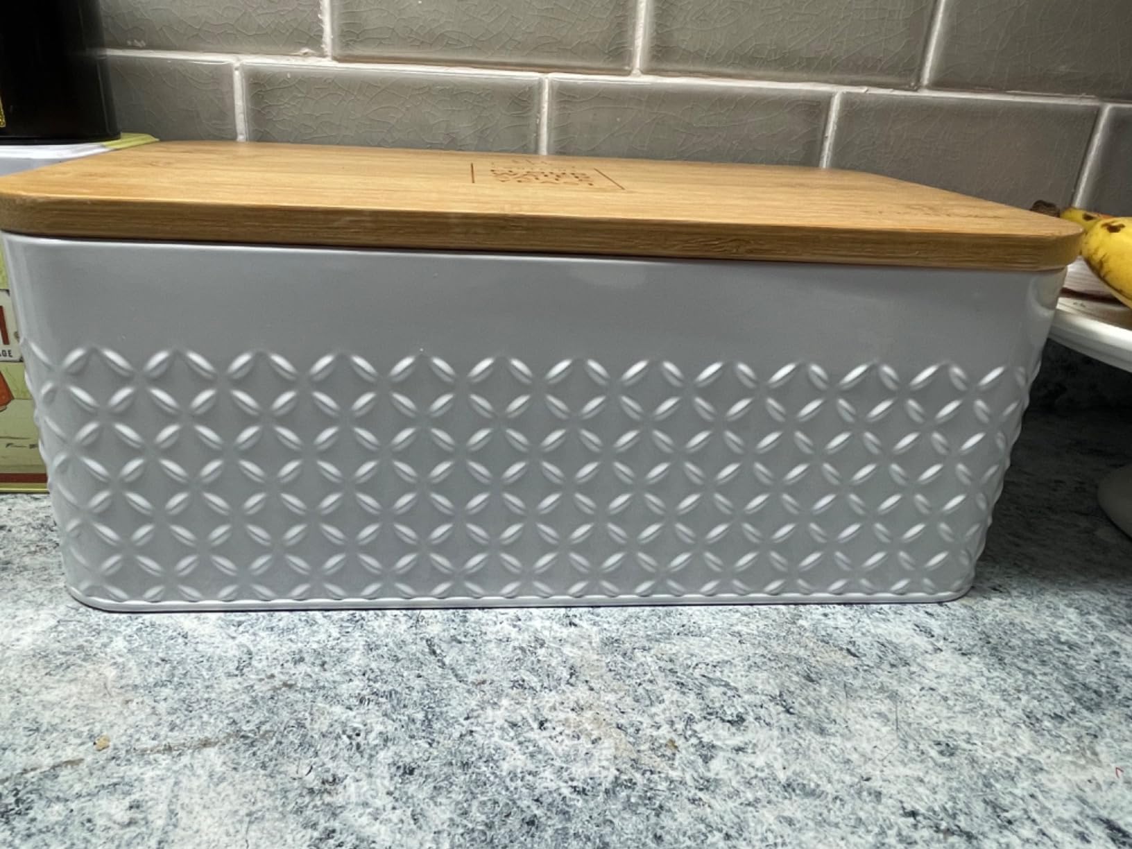 LARS NYSØM Bread Box for Kitchen Countertop - Stainless Steel Bread Storage with Bamboo Lid Cutting Board, Non-Slip Pads customer photo 2