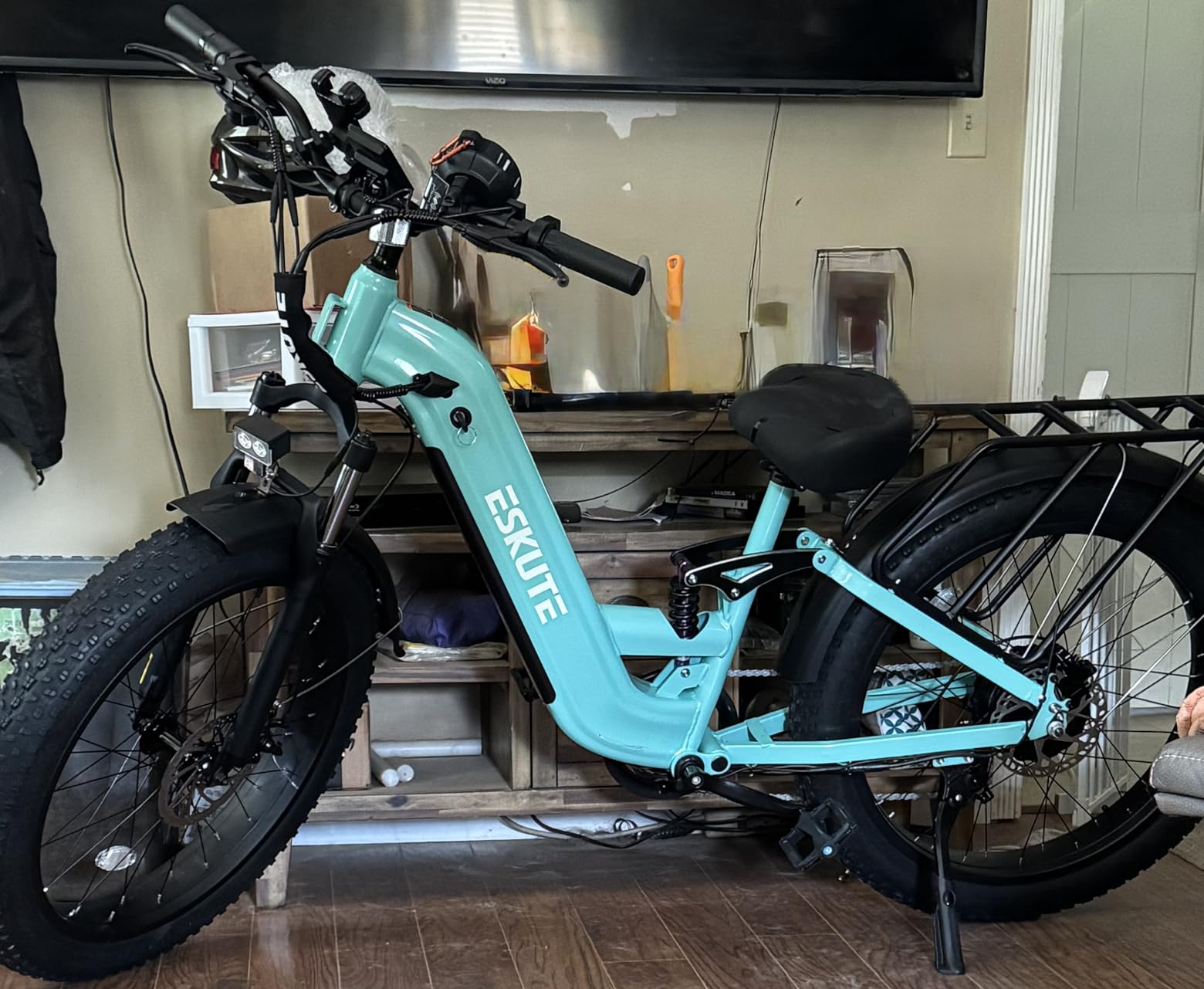 ESKUTE Electric Bike for Adults - 48V20.8Ah 86 Miles Battery Commuter, 32+MPH, Peak 1800W Brushless Motor, 26x4.0 Fat Tire Step-Thru Cityrun Ebike, 8-Speed, Full Suspensions E-Bike customer photo 1