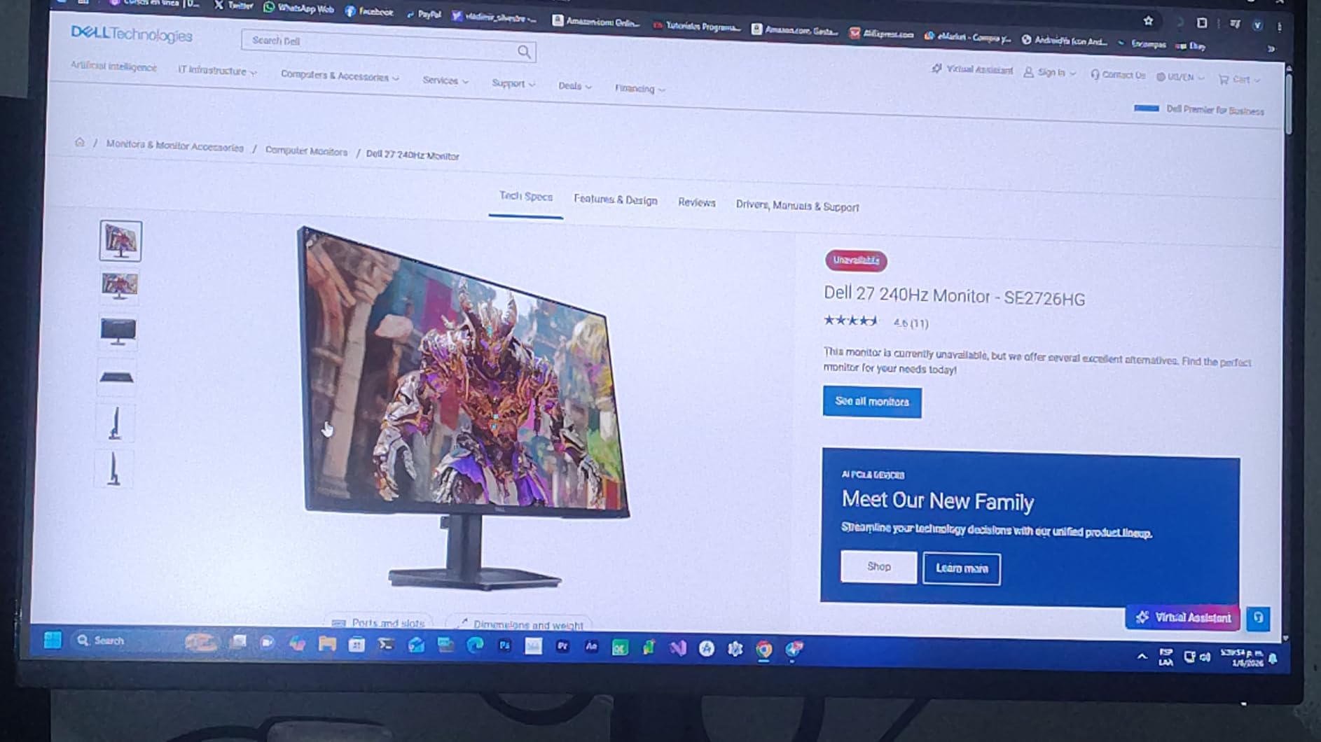 Dell 27 240Hz Gaming Monitor - SE2726HG - 27-inch FHD (1920x1080) Display, in-Plane Switching (IPS) Technology, AMD FreeSync Premium, TÜV 3-Star, 2X HDMI, DisplayPort 1.4, Tilt customer photo 2