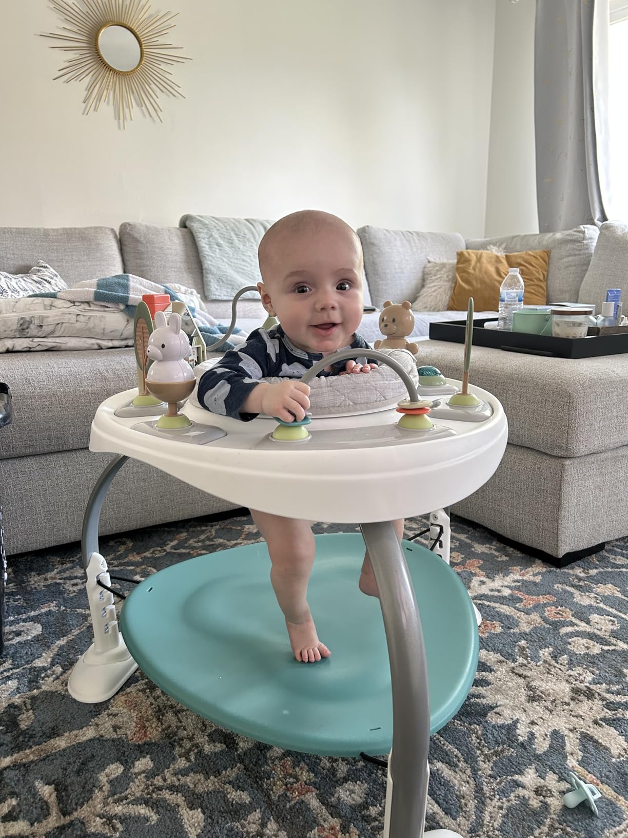 Ingenuity 3-in-1 Baby Jumper and Activity Center with Lights and Sounds - Converts to Toddler Play Table, 4 Adjustable Heights, Wood Legs, Ages 4 Months to 3 Years customer photo 1