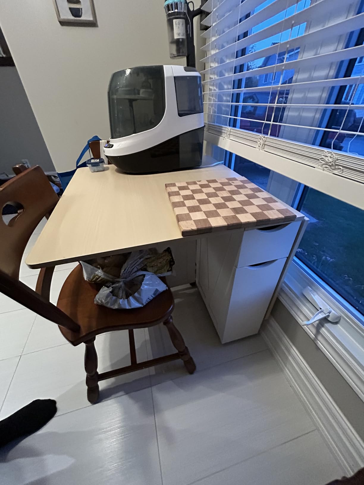 Garvee Folding Dining Table with Storage, Folding Kitchen Table with 6 Wheels, Drawer & Shelves, Compact Dining Table for Small Spaces customer photo 1