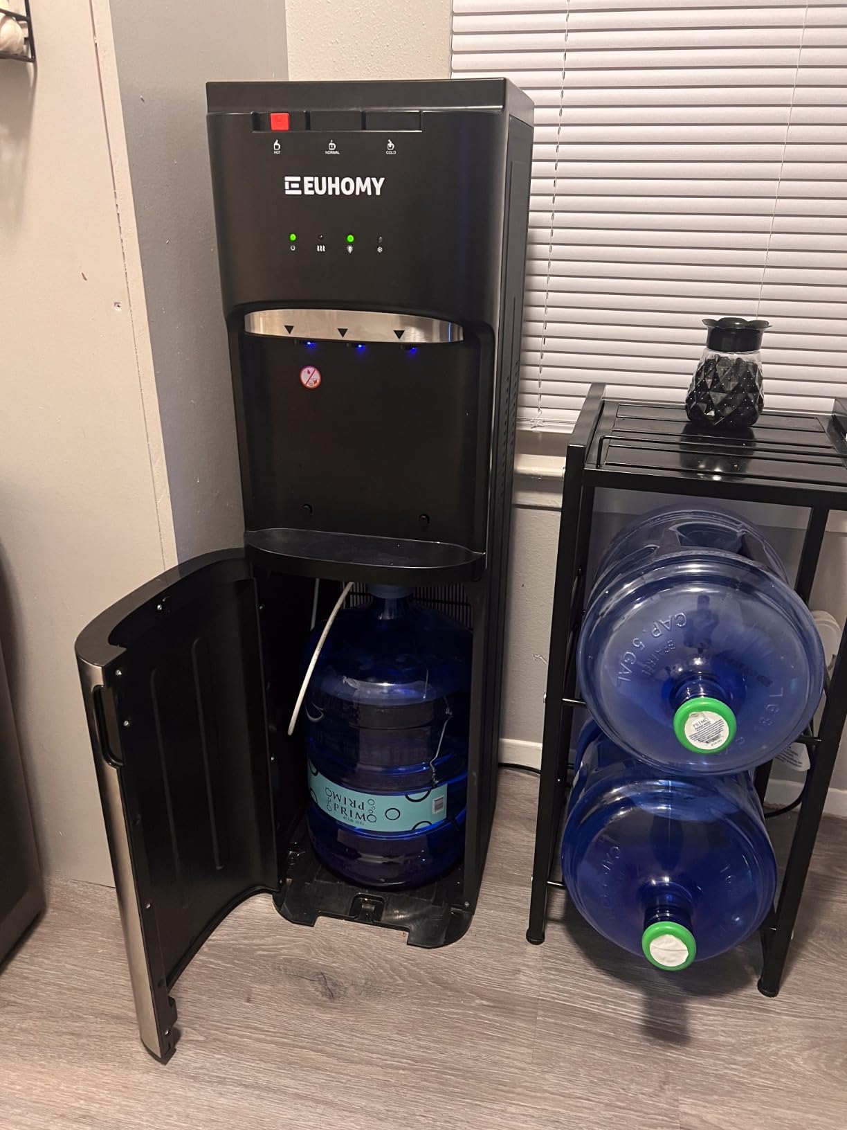Euhomy Self-Cleaning Bottom-Loading Water Dispenser, Compatible with 5 Gallon Bottles - 3 Temperature Settings with Hot, Room & Cold Water Outlets, Childproof Lock, Night Light & LED Display,Black customer photo 1