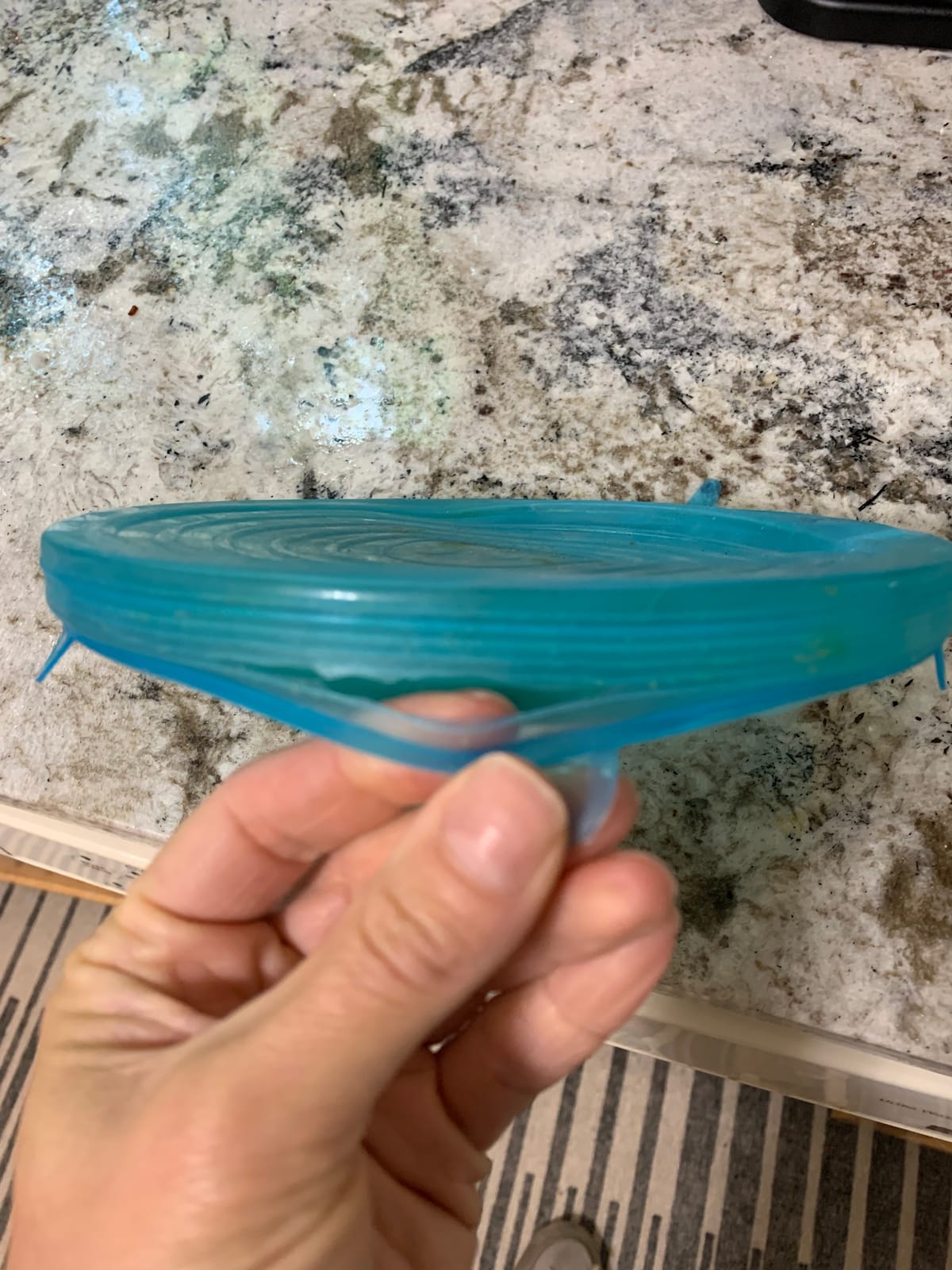 Silicone Stretch Lids, 12PCS Zero Waste Reusable Container Covers | For Leftover Food Fruit Bowls Pots Cups Jars Dishes | Dishwasher Safe | Blue & White customer photo 2