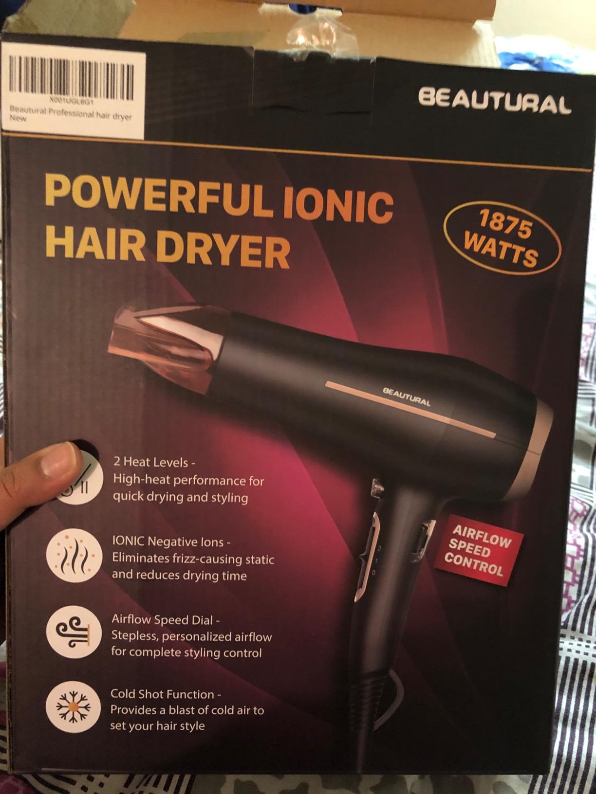 BEAUTURAL 1600W High-Speed Foldable Dual Voltage Travel Hair Dryer, Gray customer photo 1