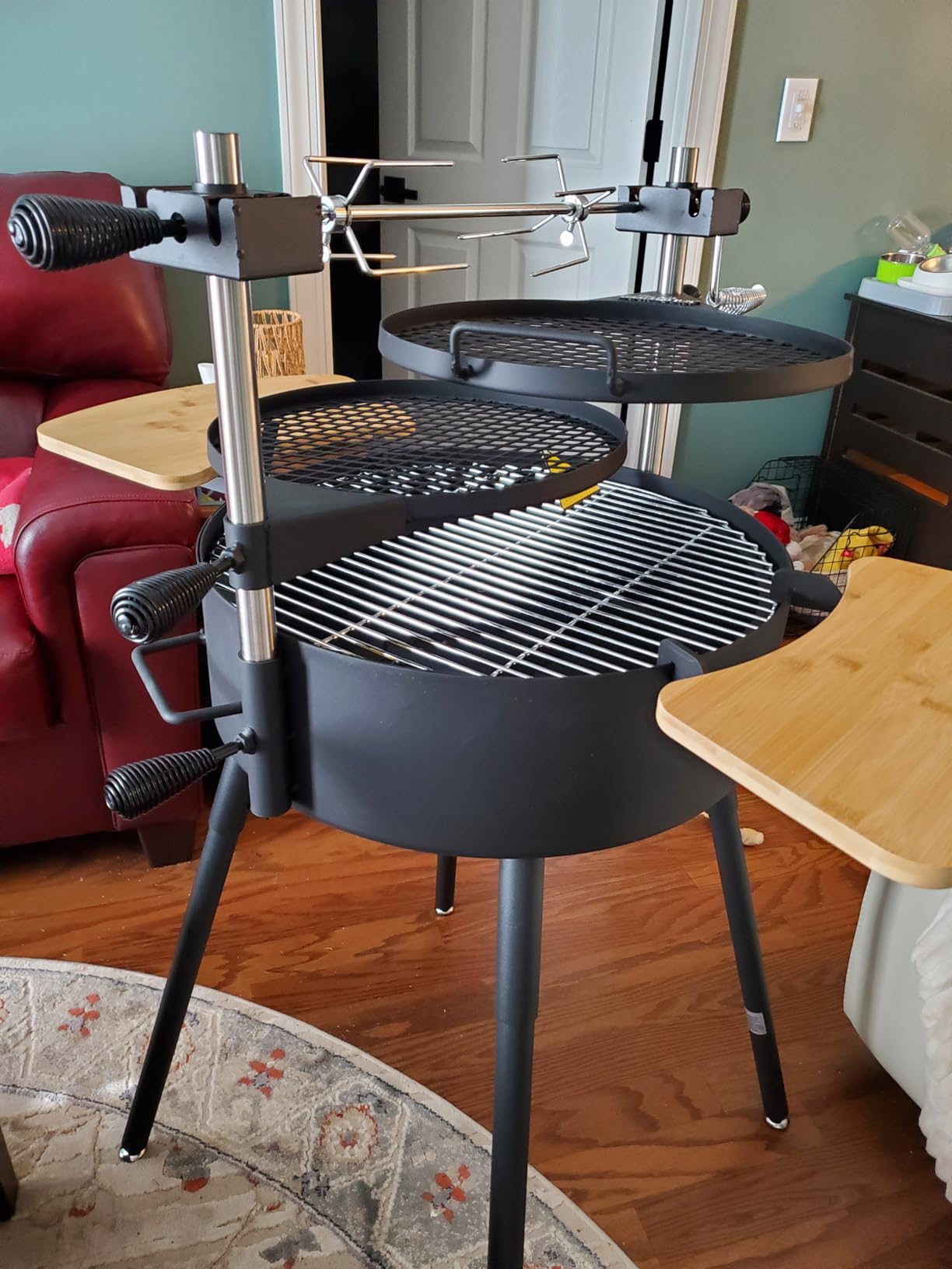 BIG HORN Santa Maria Grill, Portable Argentinian Parrilla with Adjustable Height & 360° Rotating Grates, Charcoal Open Fire BBQ Grill with Rotisserie for Camping, Patio & Backyard customer photo 1