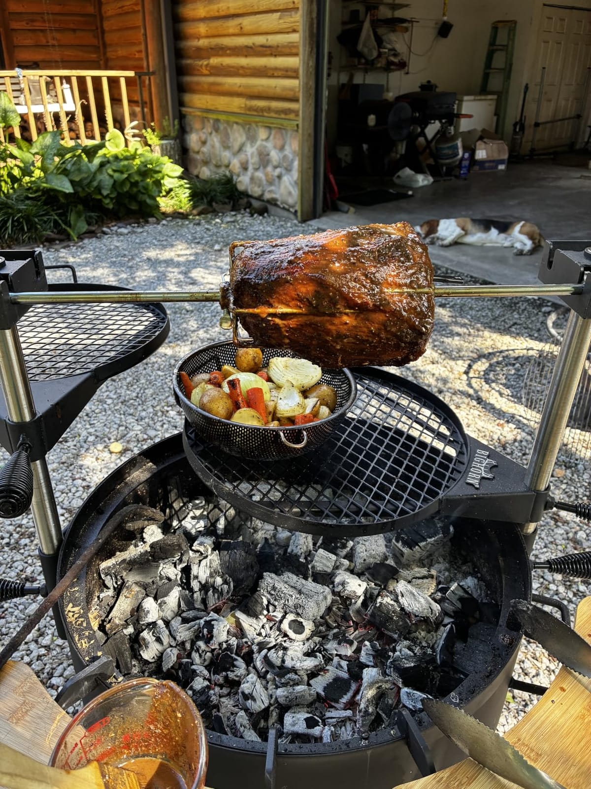 BIG HORN Santa Maria Grill, Portable Argentinian Parrilla with Adjustable Height & 360° Rotating Grates, Charcoal Open Fire BBQ Grill with Rotisserie for Camping, Patio & Backyard customer photo 2