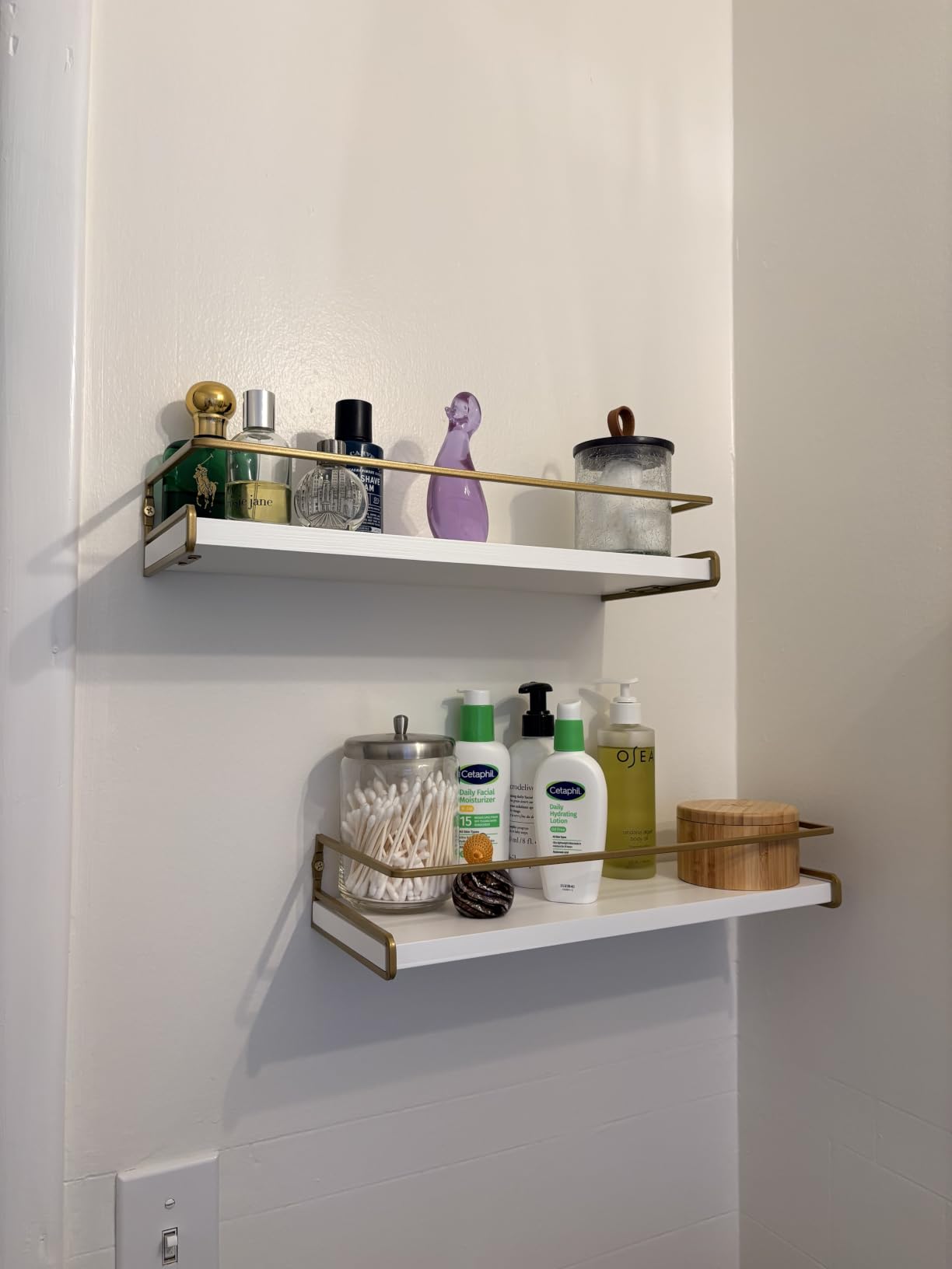 Forbena Dark Brown Kitchen Shelves Wall Mounted Set of 2, Walnut Brown Floating Kitchen Wall Shelves with Rail, Hanging Shelves for Kitchen Wall Coffee Bar (Wooden Pine Wood) customer photo 2