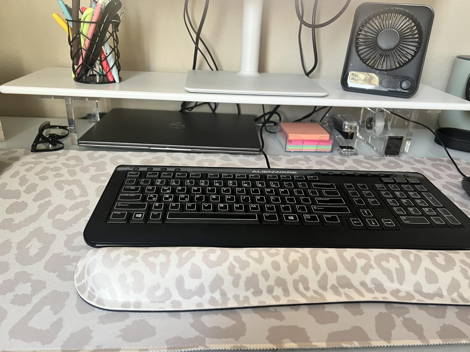 Bamboo Monitor Riser, Wide Desktop Monitor Stand for Desk with Clear Acrylic Legs, 31.5 x 8inch Bamboo Wood Shelf, Fit Keyboard, Home Office Workspace Accessories, Study Stationaries Storage (Natural) customer photo 1