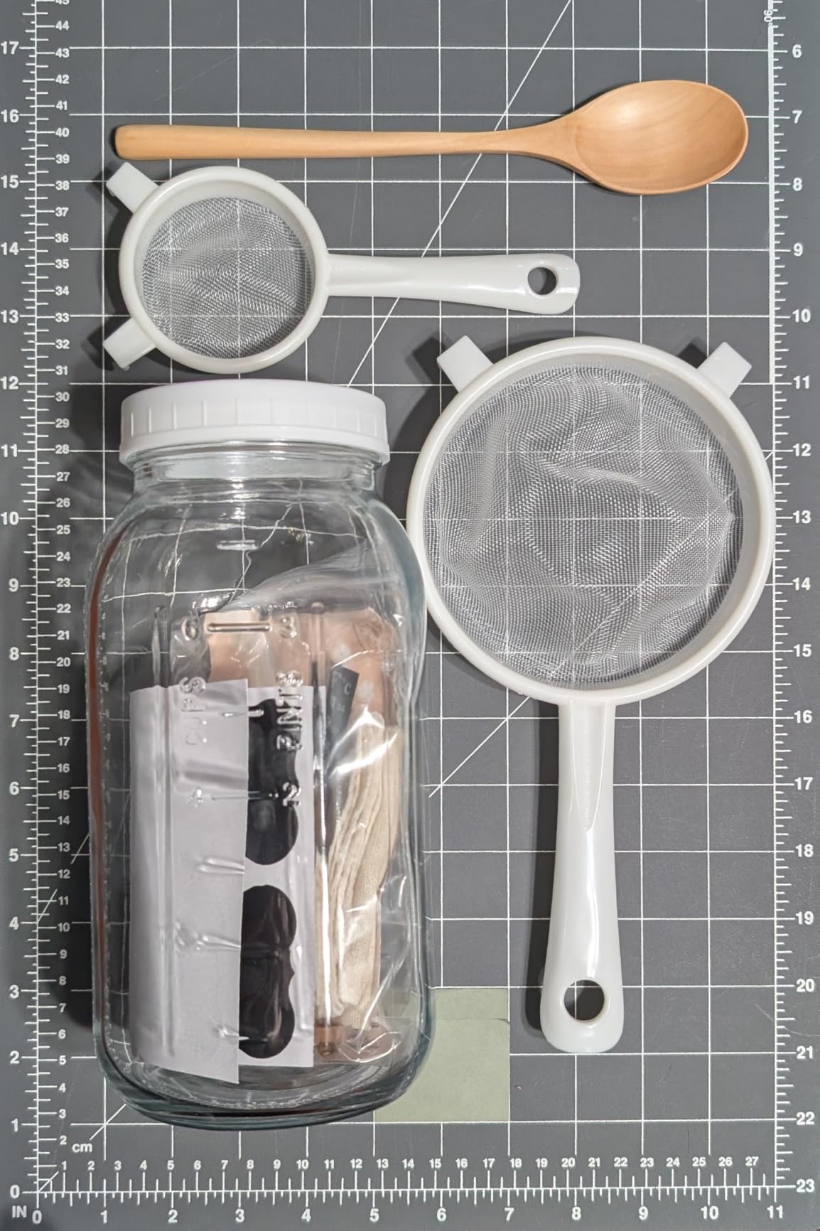 Kefir Starter Kit, 64oz Mason Fermentation Jar with 2 Kefir Strainers, kombucha starter kit with wooden spoon.Complete DIY Kefir for Home Brewing customer photo 1