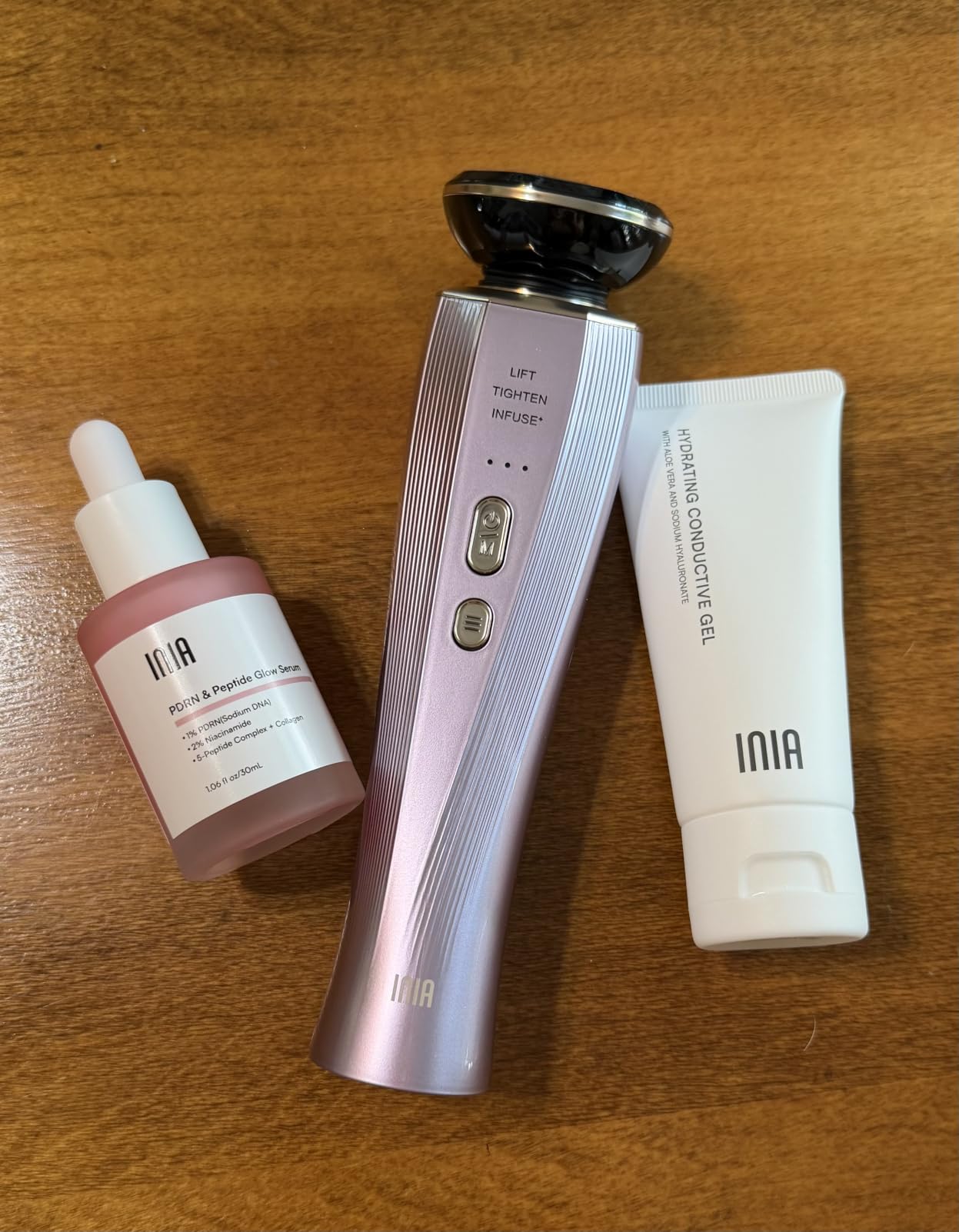 INIA FLARE 3-in-1 Microcurrent Facial Device Red Light Therapy for Face customer photo 2