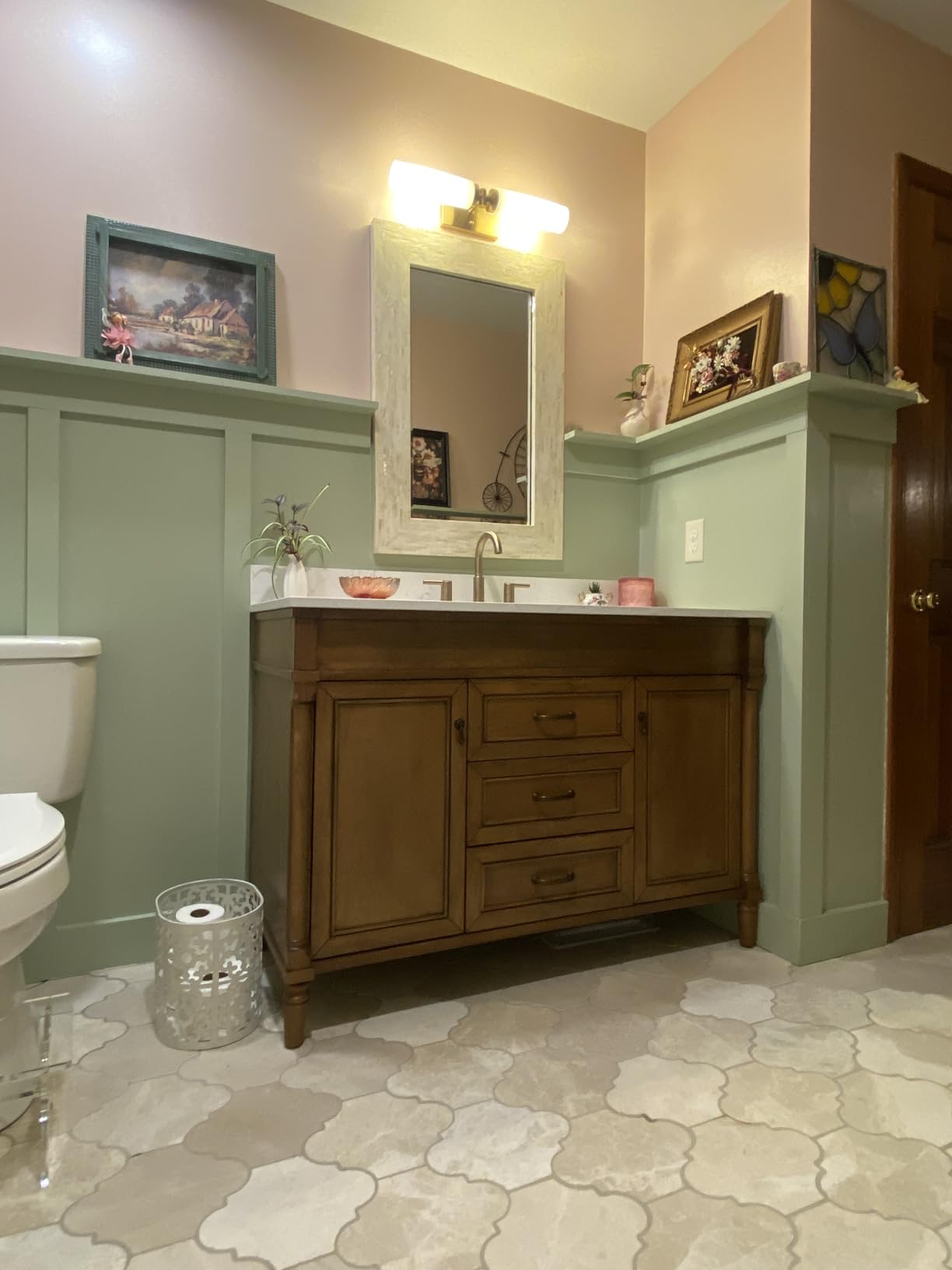 60 Inch Bathroom Vanity with Double Sink Combo, Light Walnut customer photo 1