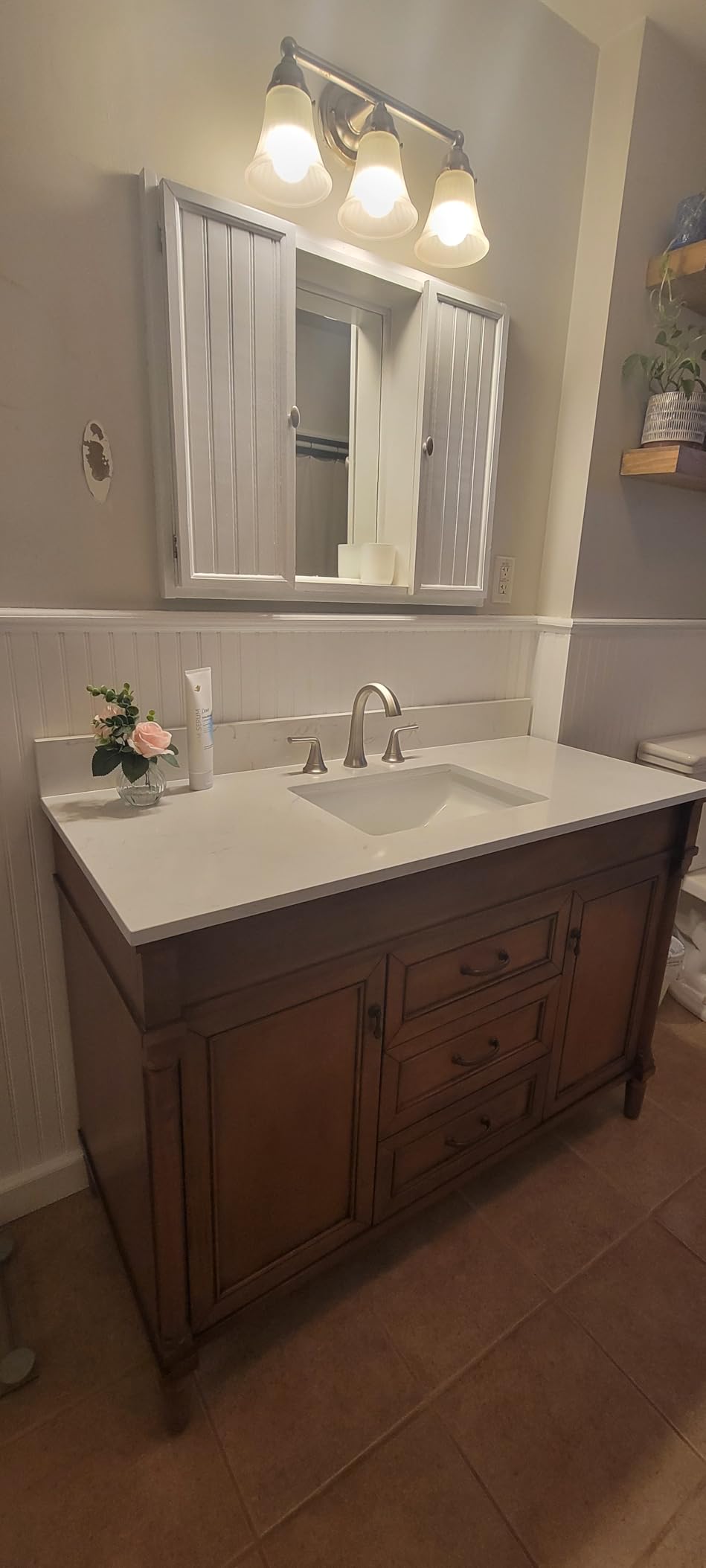 60 Inch Bathroom Vanity with Double Sink Combo, Light Walnut customer photo 2