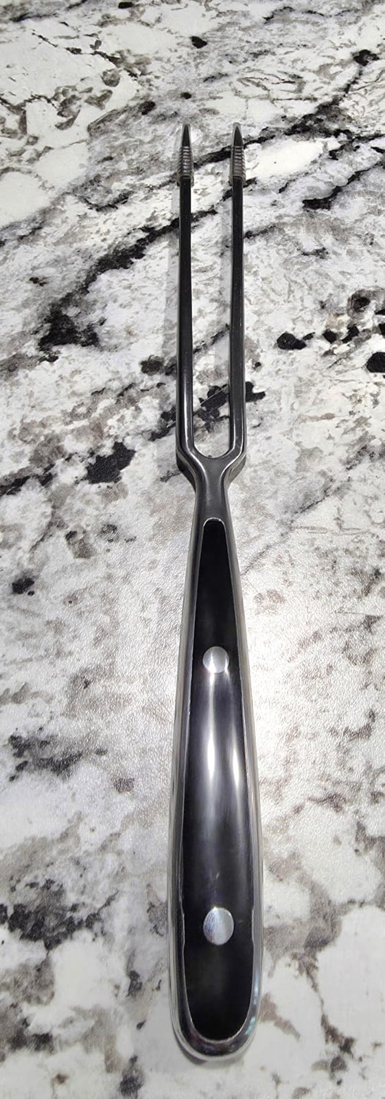 Heavy-Duty Stainless Steel Carving Fork, Meat Fork with Steel Handle & Black ABS Accents - 11.8