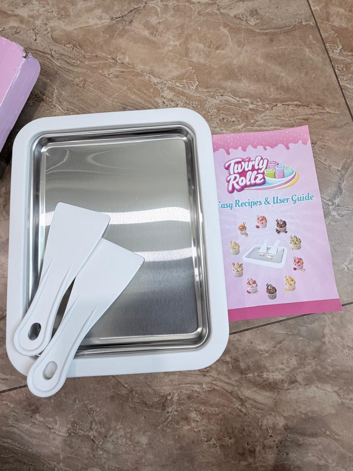 Premium Rolled Ice Cream Maker Kit w/Lid. Recipe Book, Stainless Steel Ice Cream Tray, 2 Spatulas,& Gift Ready Box. Homemade Ice Cream Maker. Instant Ice Cream Roller Maker (Mint Green) customer photo 2