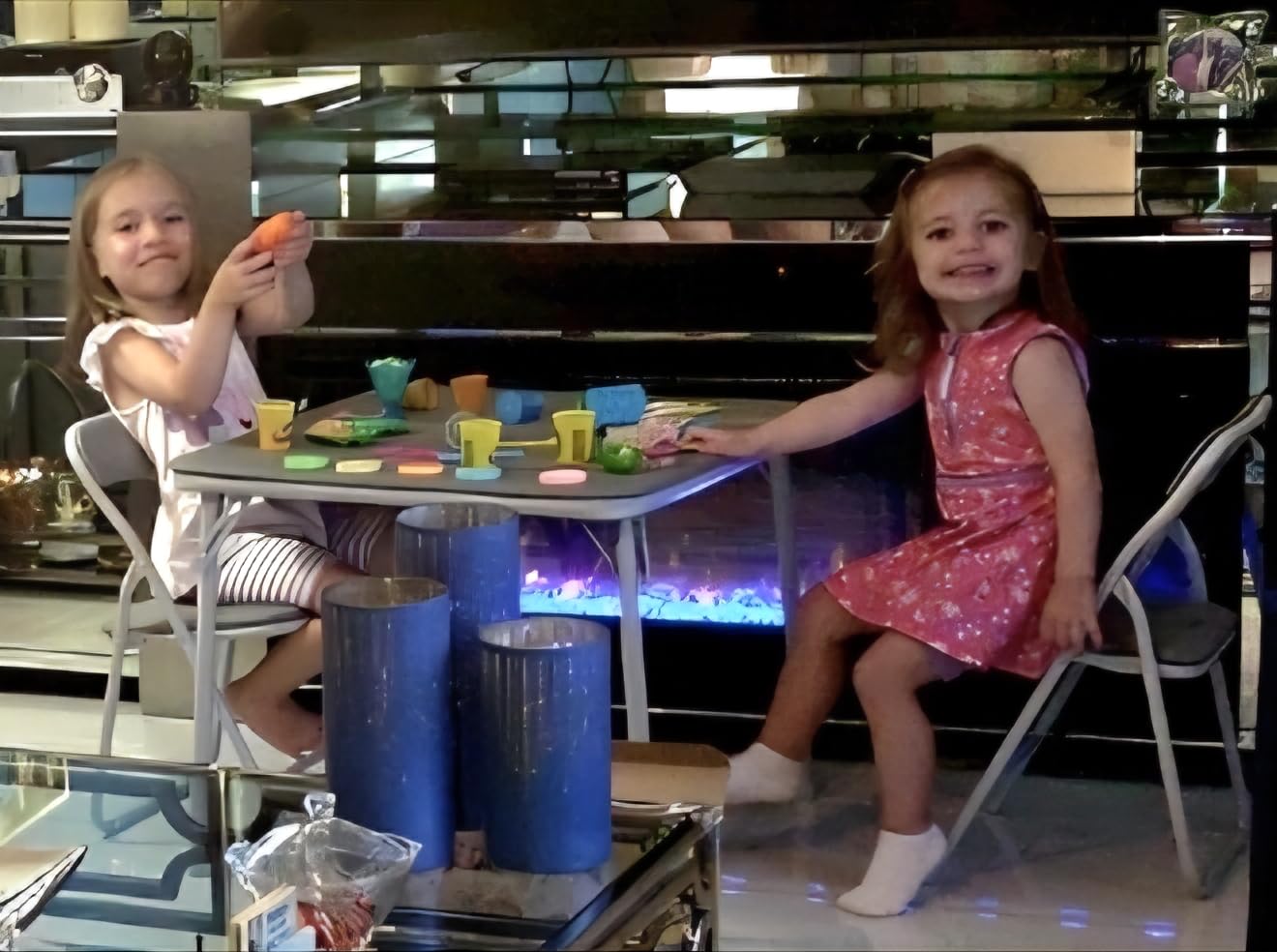 Garvee Kids Folding Table and Chair Set, Foldable & No Assembly Required | PU Leather Seats, Wipe-Clean. 300 lbs Steel Frame. Pinch-Free Hinges. Stores Under Beds. Ages 2-8. customer photo 1